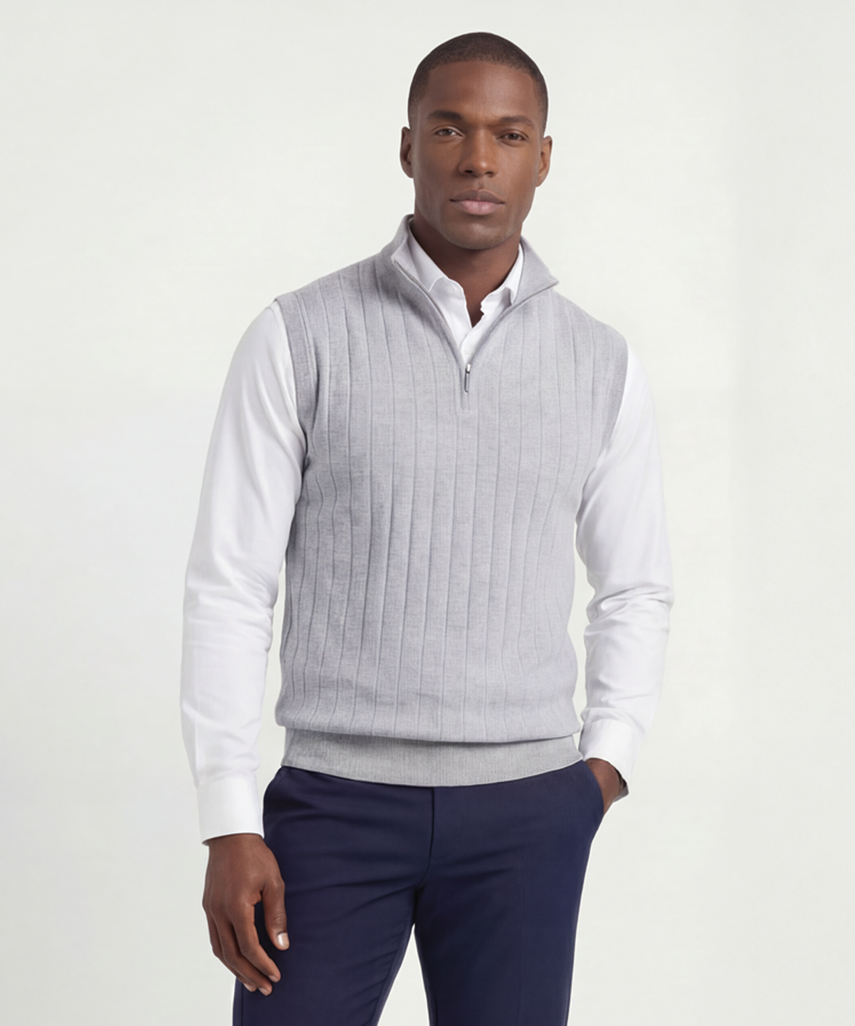 Signature Merino Lined Quarter-Zip Mock Neck Wind Vest