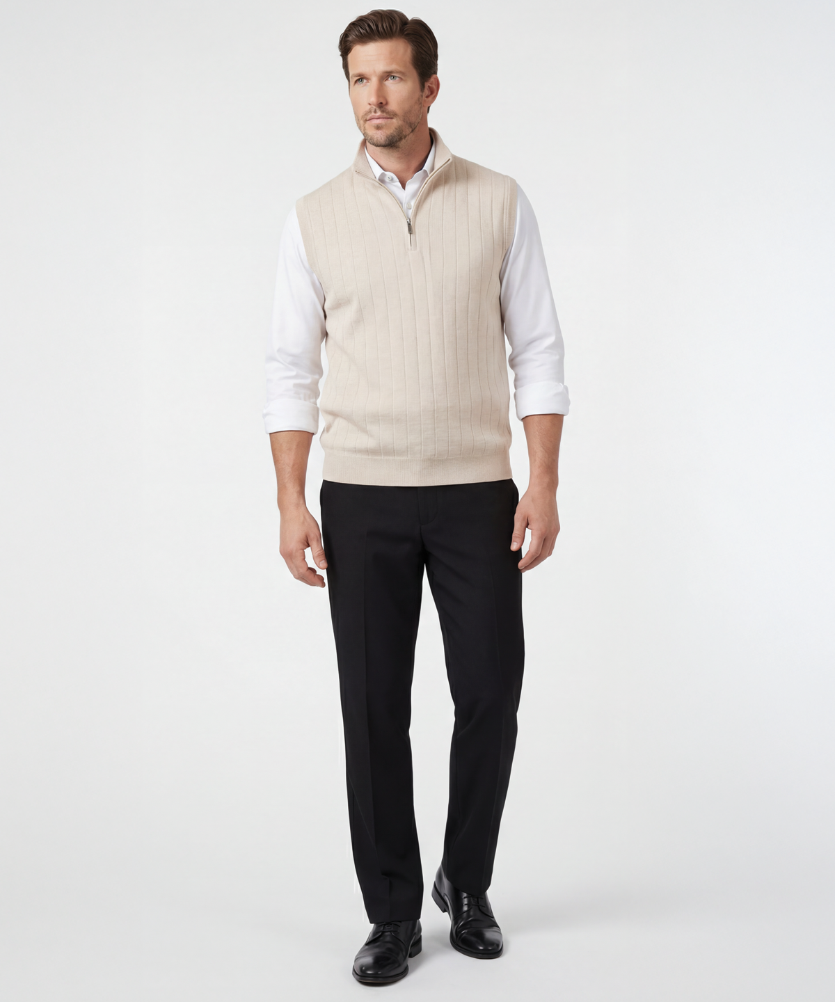 Signature Merino Lined Quarter-Zip Mock Neck Wind Vest