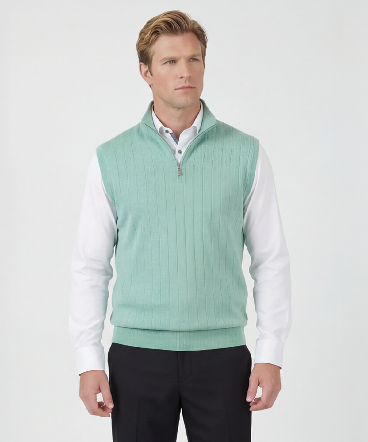 Signature Merino Lined Quarter-Zip Mock Neck Wind Vest
