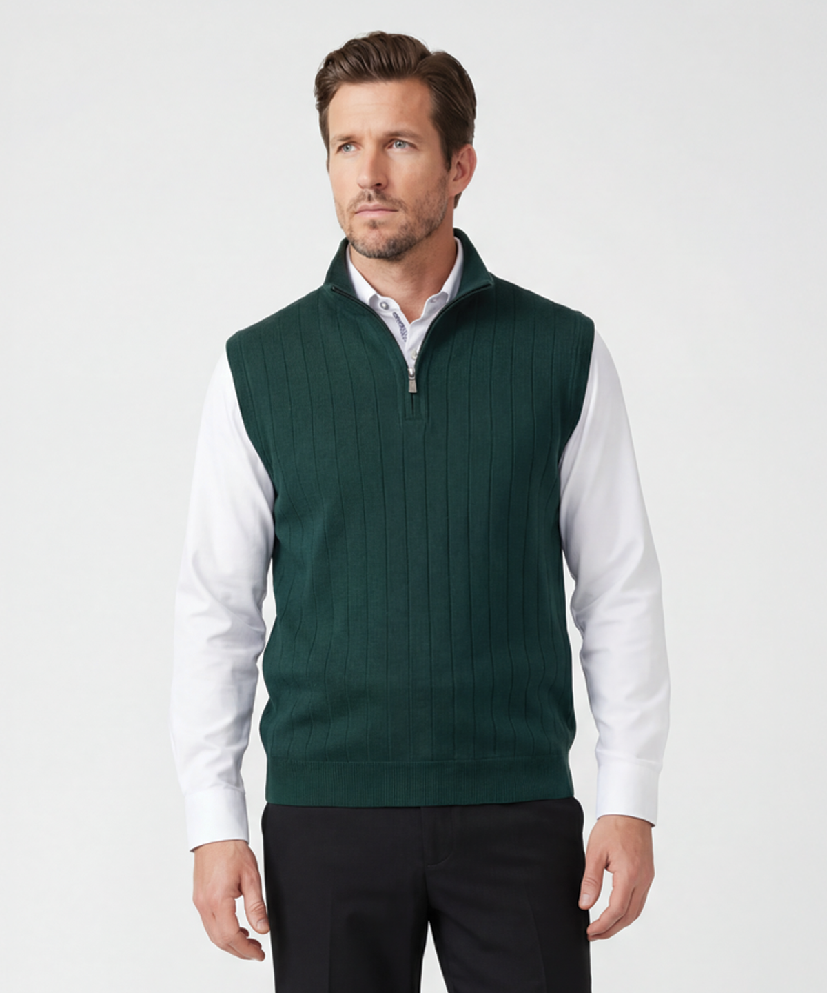 Signature Merino Lined Quarter-Zip Mock Neck Wind Vest