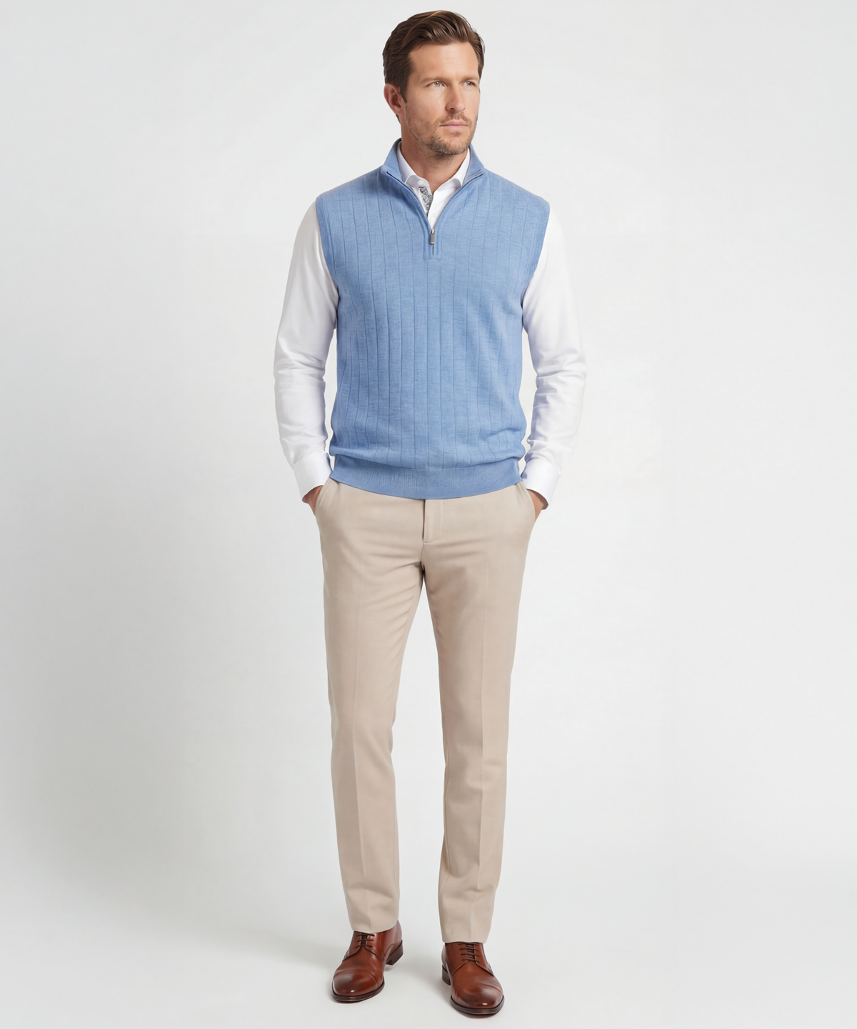 Signature Merino Lined Quarter-Zip Mock Neck Wind Vest