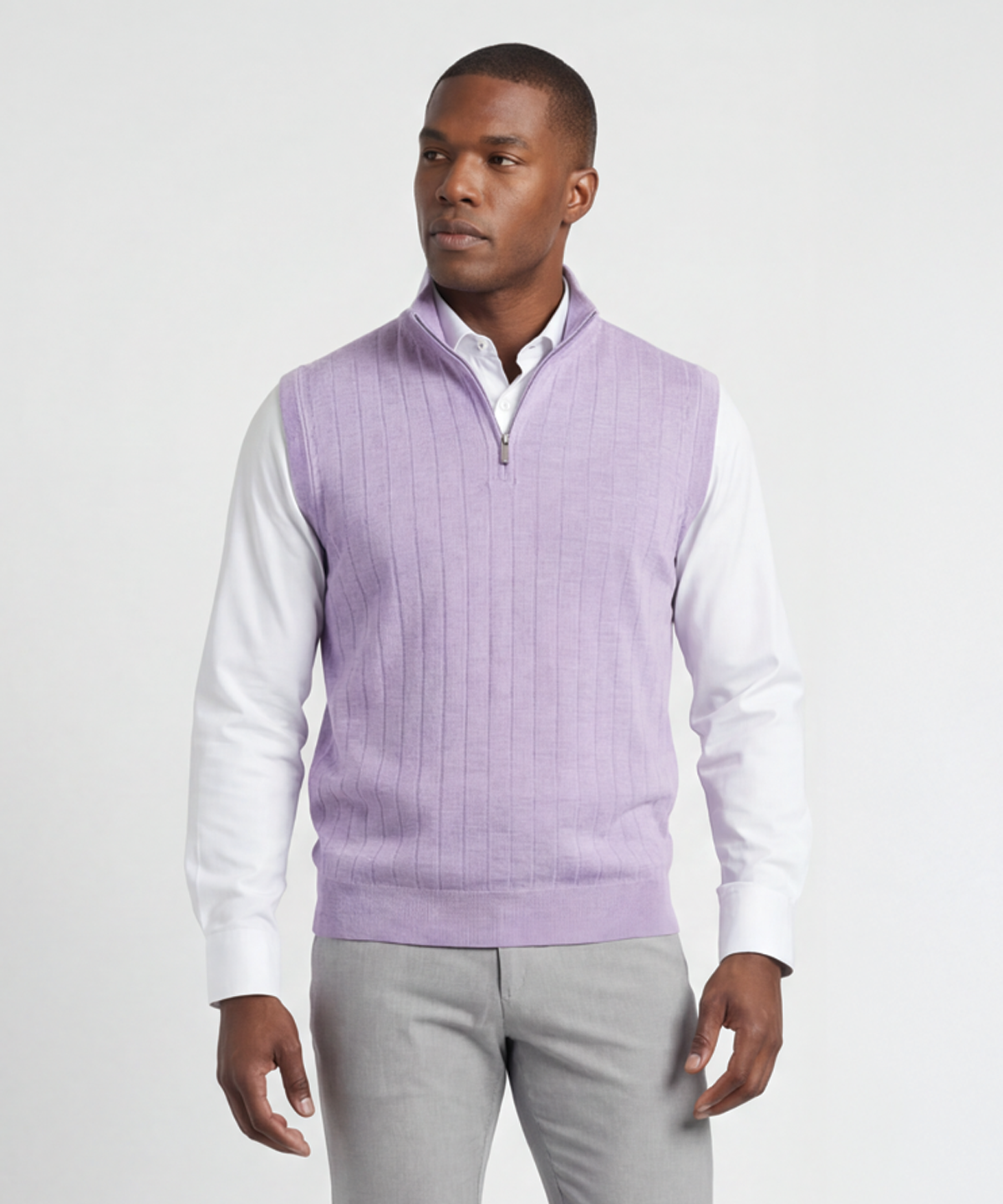 Signature Merino Lined Quarter-Zip Mock Neck Wind Vest