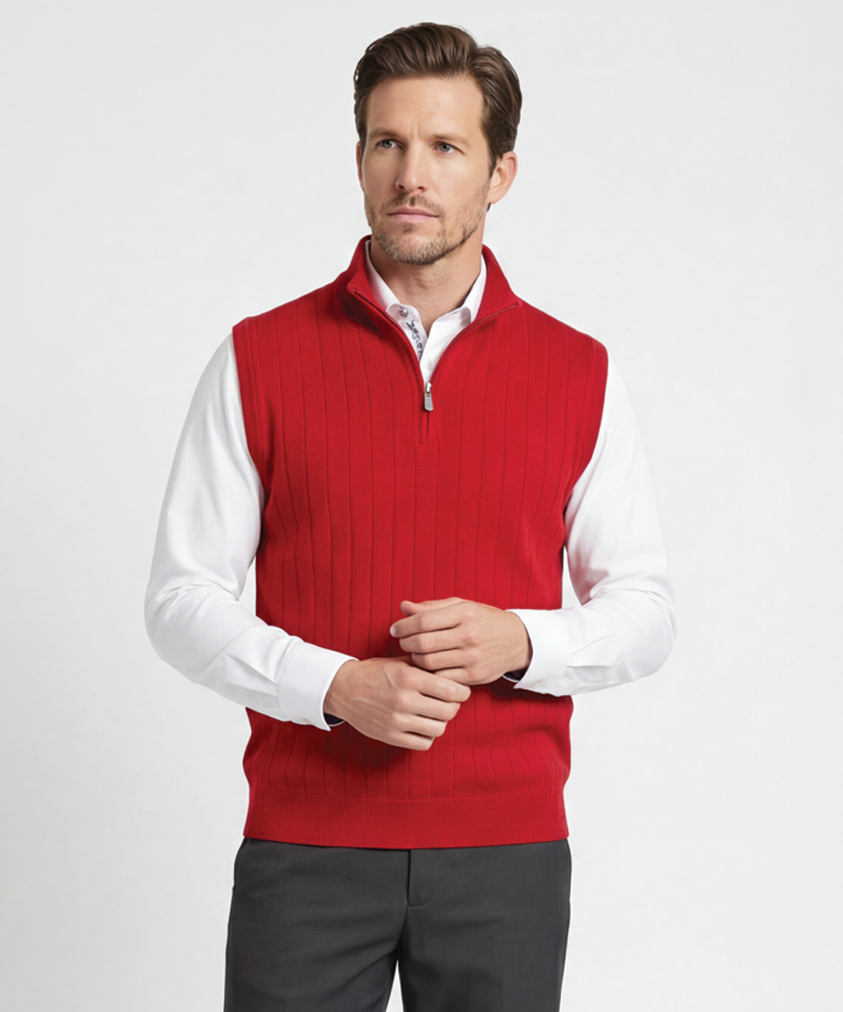 Signature Merino Lined Quarter-Zip Mock Neck Wind Vest