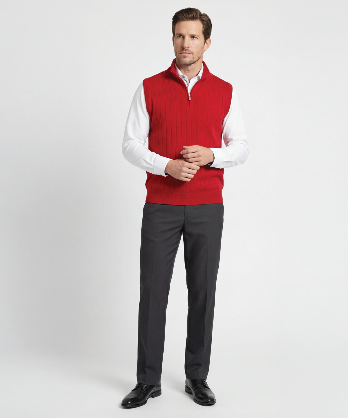 Signature Merino Lined Quarter-Zip Mock Neck Wind Vest