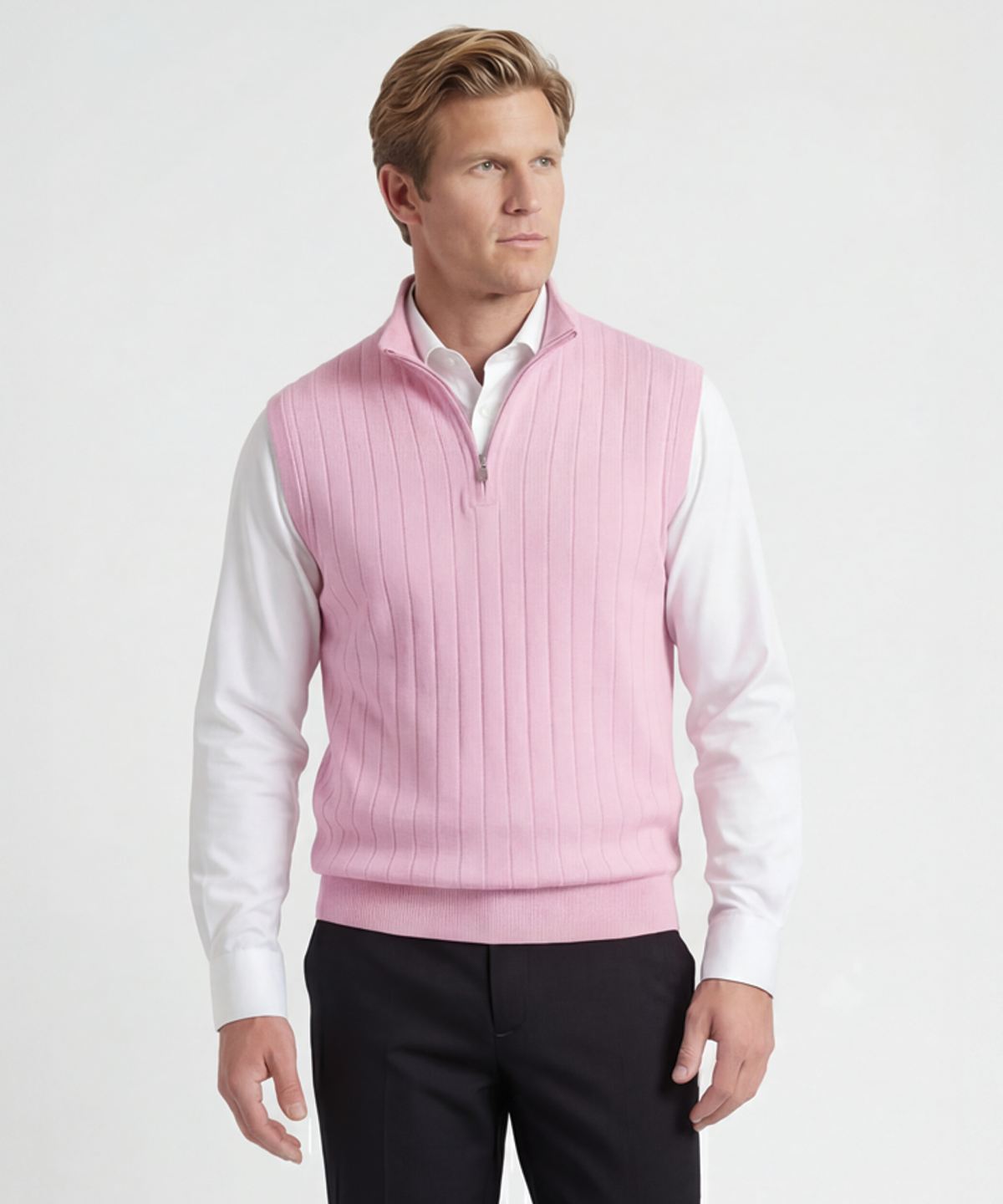 Signature Merino Lined Quarter-Zip Mock Neck Wind Vest