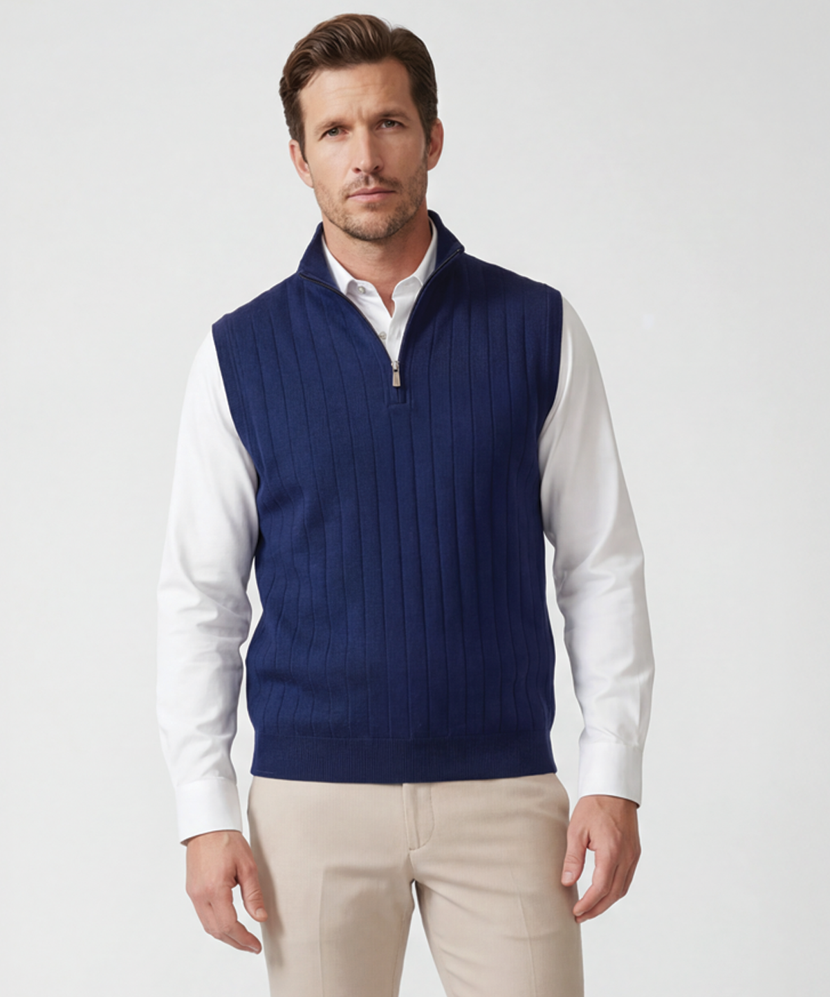 Signature Merino Lined Quarter-Zip Mock Neck Wind Vest