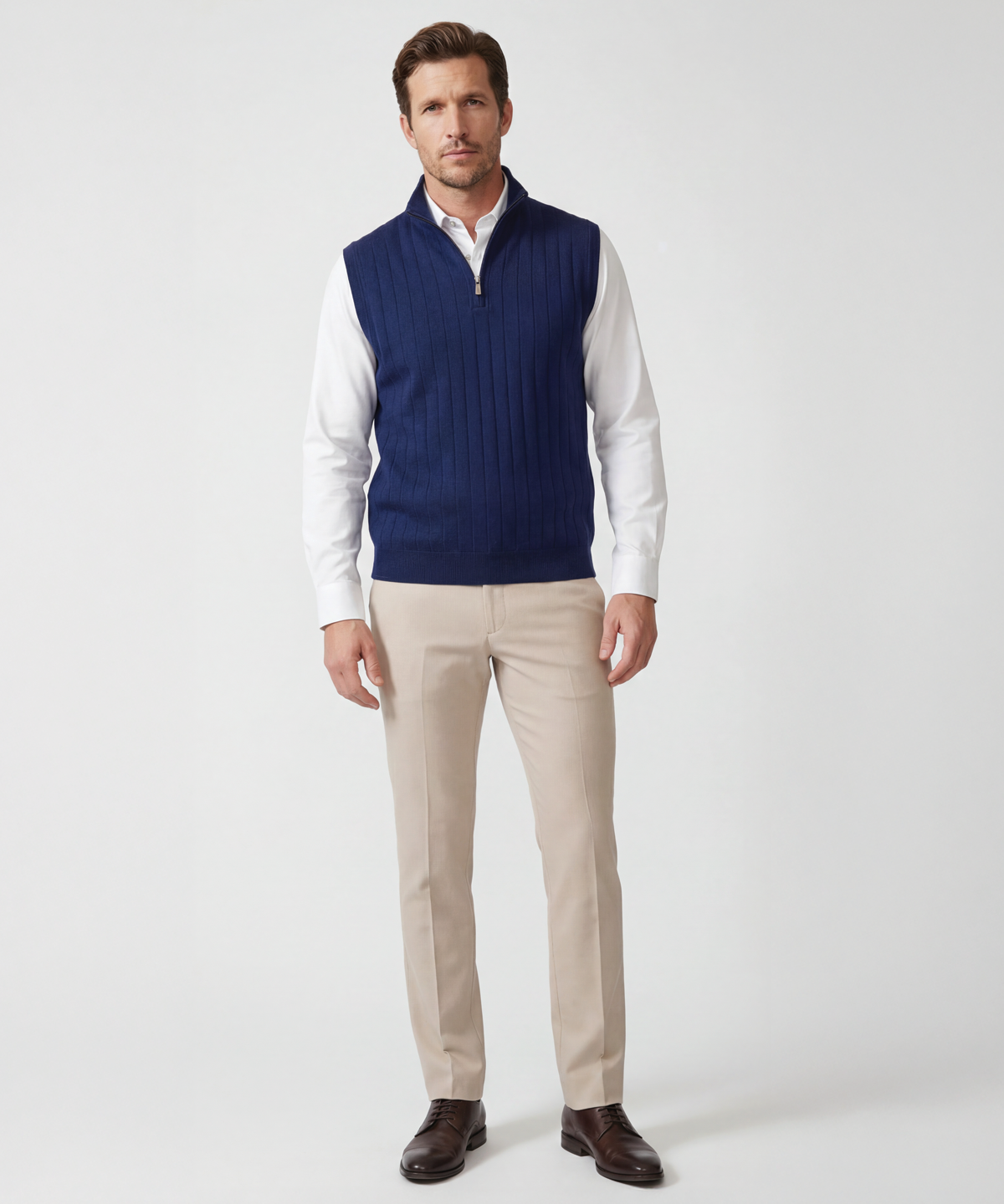 Signature Merino Lined Quarter-Zip Mock Neck Wind Vest
