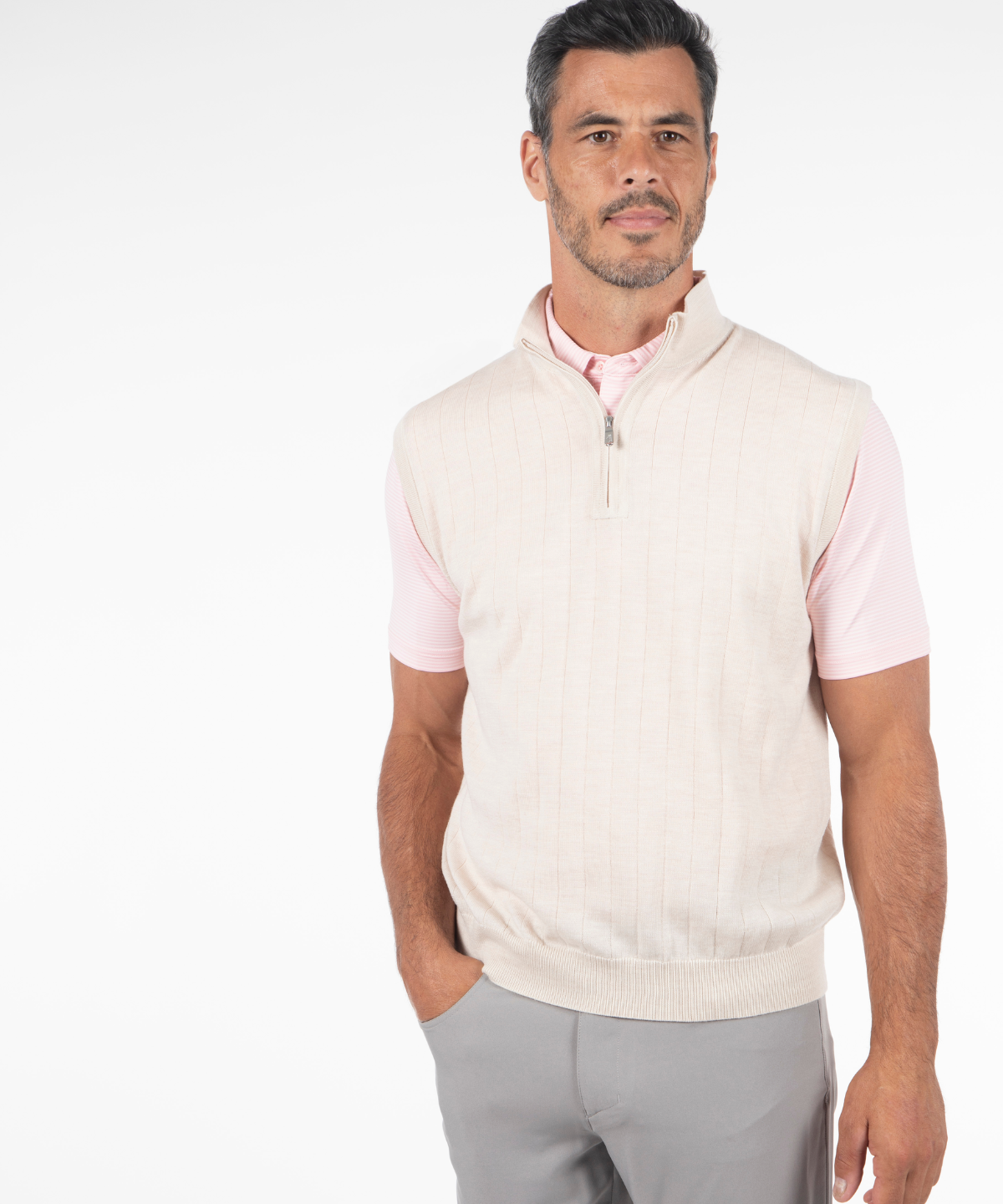 Signature Merino Lined Quarter-Zip Mock Neck Wind Vest