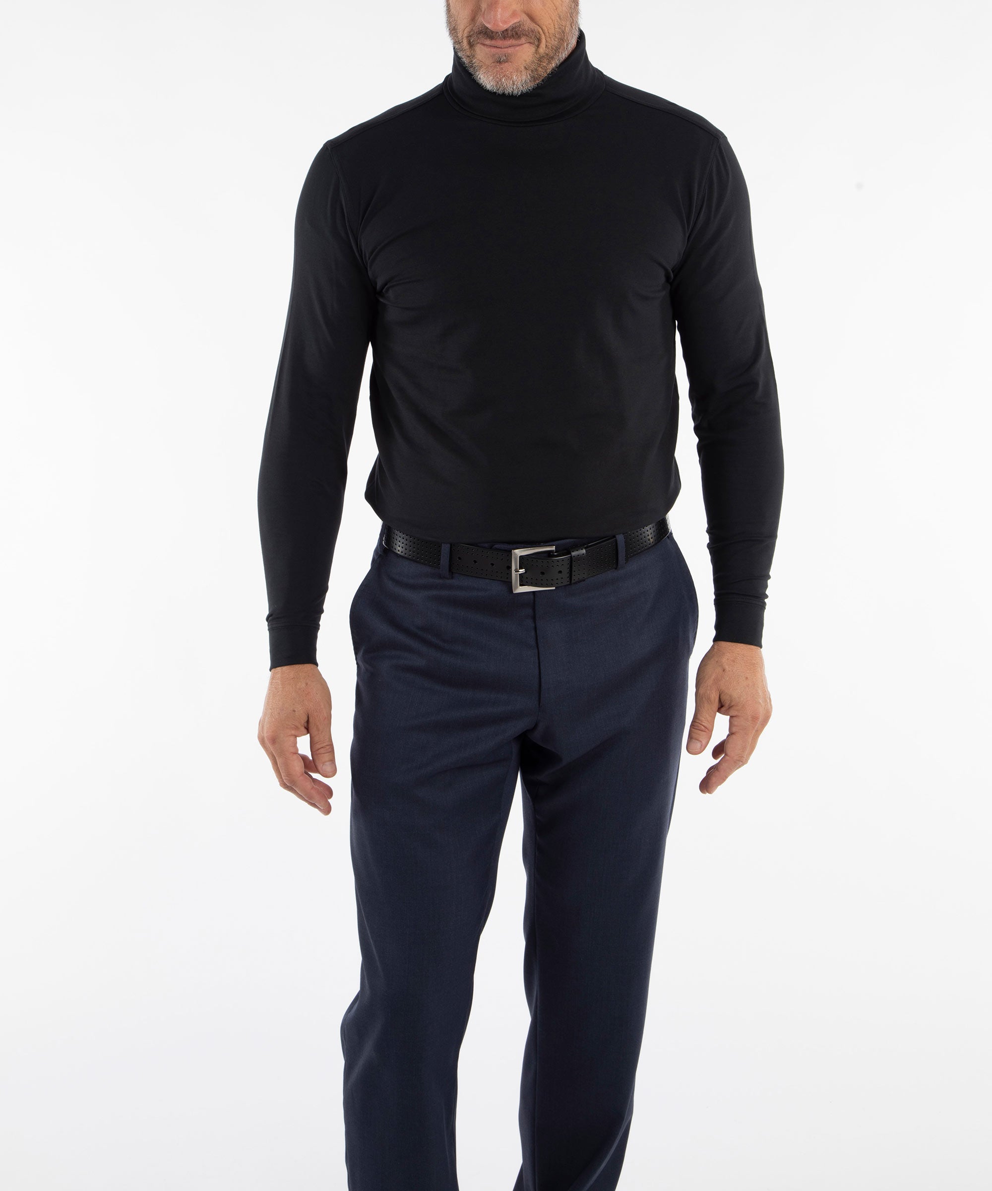 Liquid Stretch Cotton Long Sleeve Turtleneck Shirt