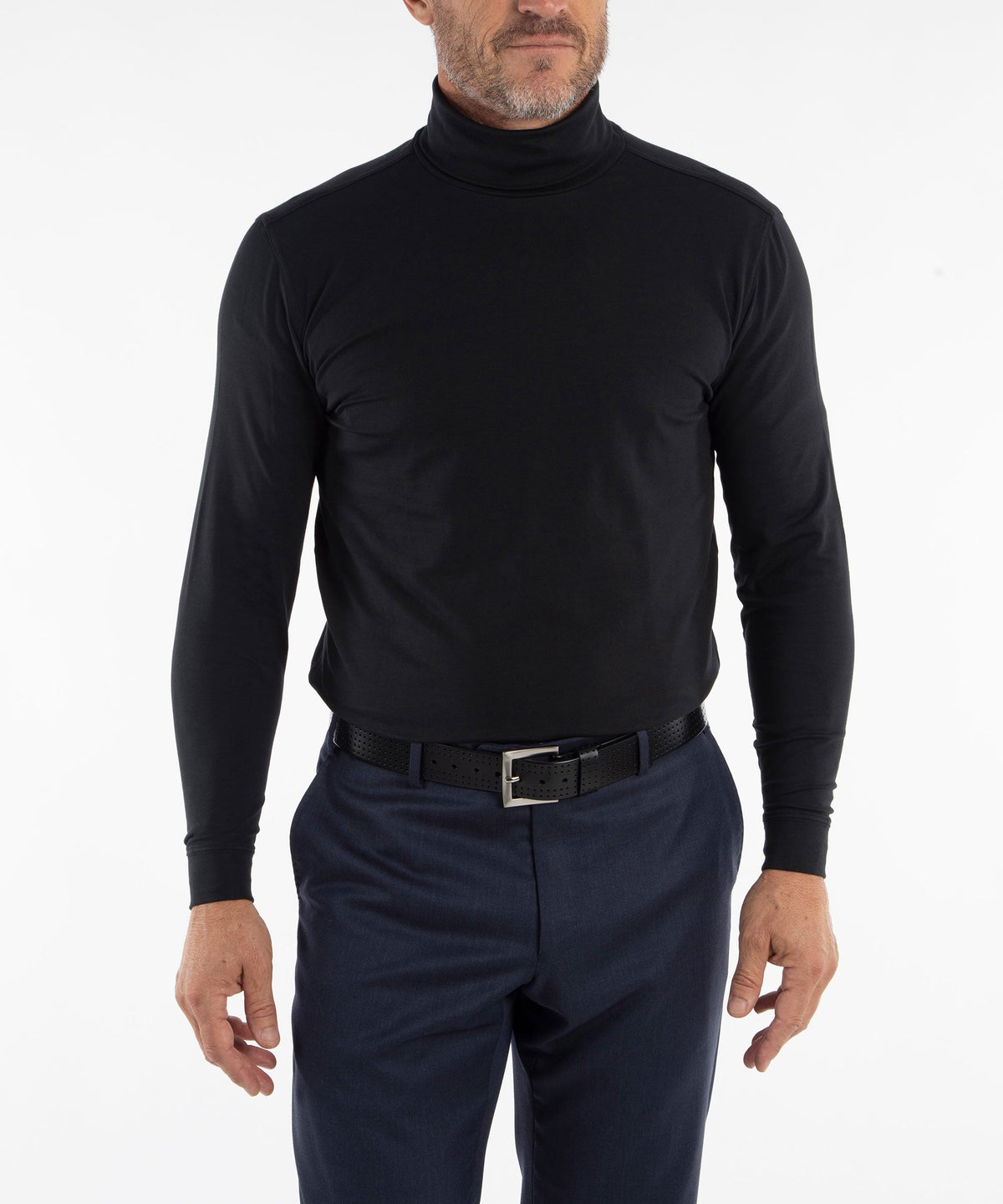 Liquid Stretch Cotton Long Sleeve Turtleneck Shirt