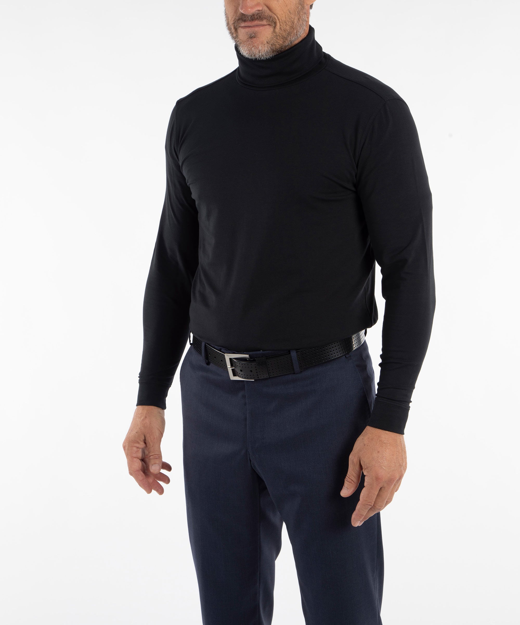 Liquid Stretch Cotton Long Sleeve Turtleneck Shirt