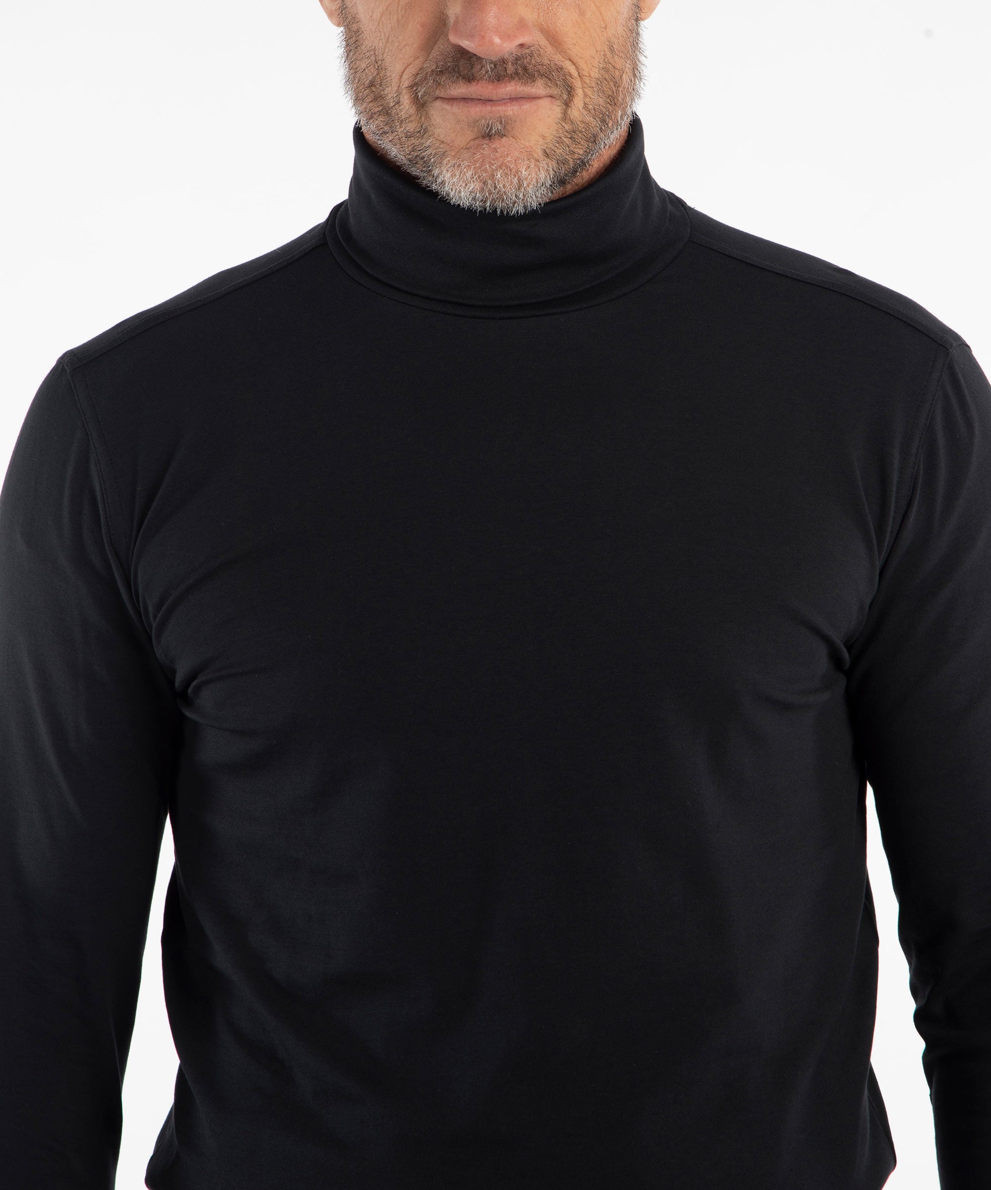 Liquid Stretch Cotton Long Sleeve Turtleneck Shirt