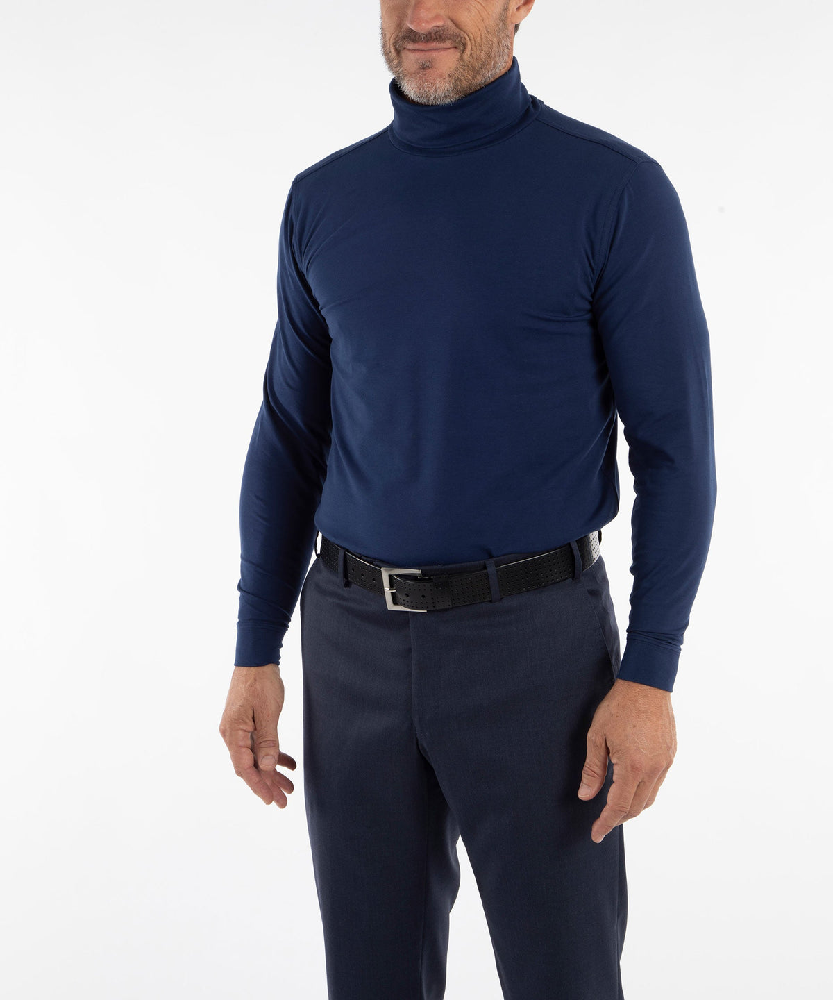 Liquid Stretch Cotton Long Sleeve Turtleneck Shirt