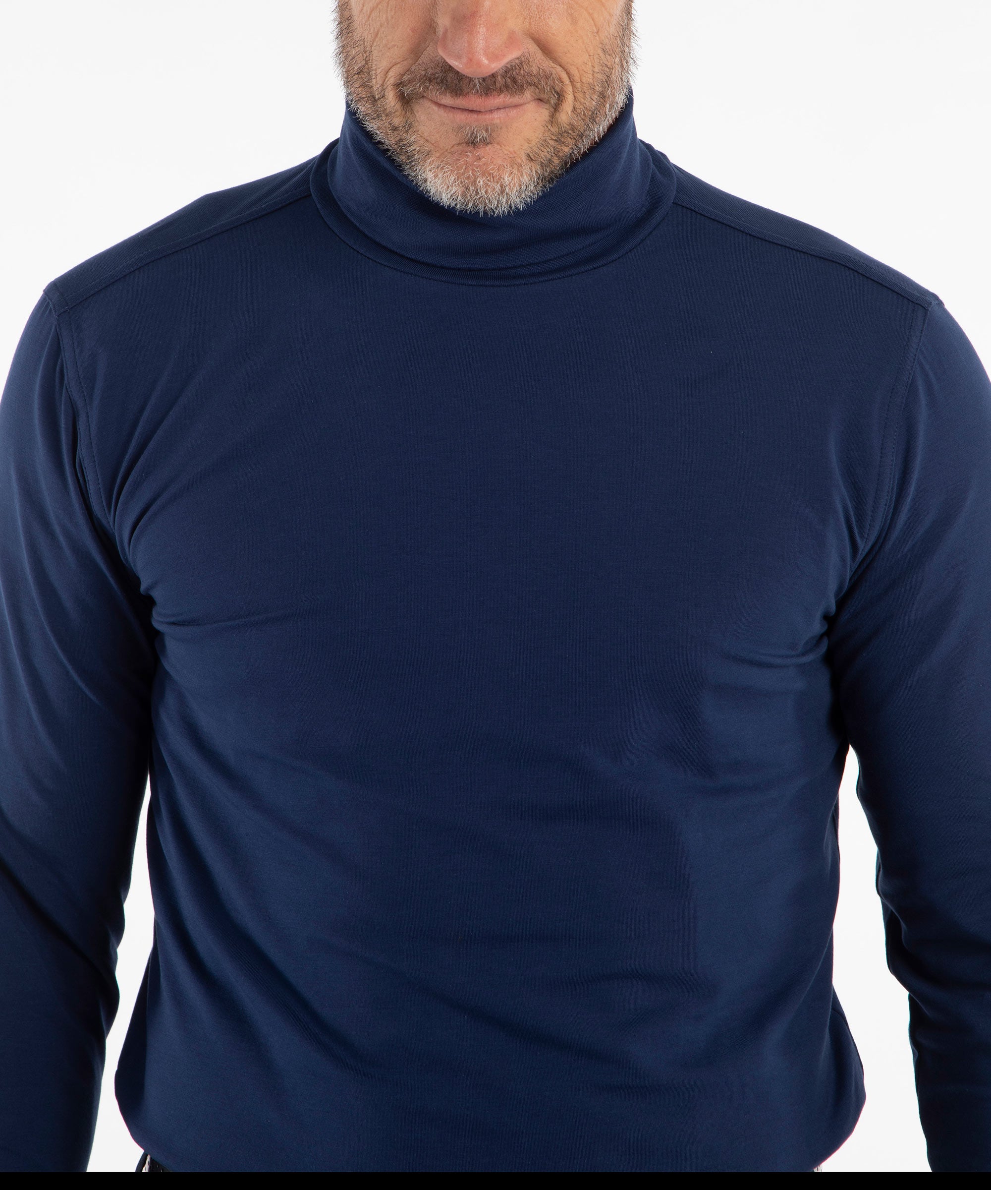 Liquid Stretch Cotton Long Sleeve Turtleneck Shirt