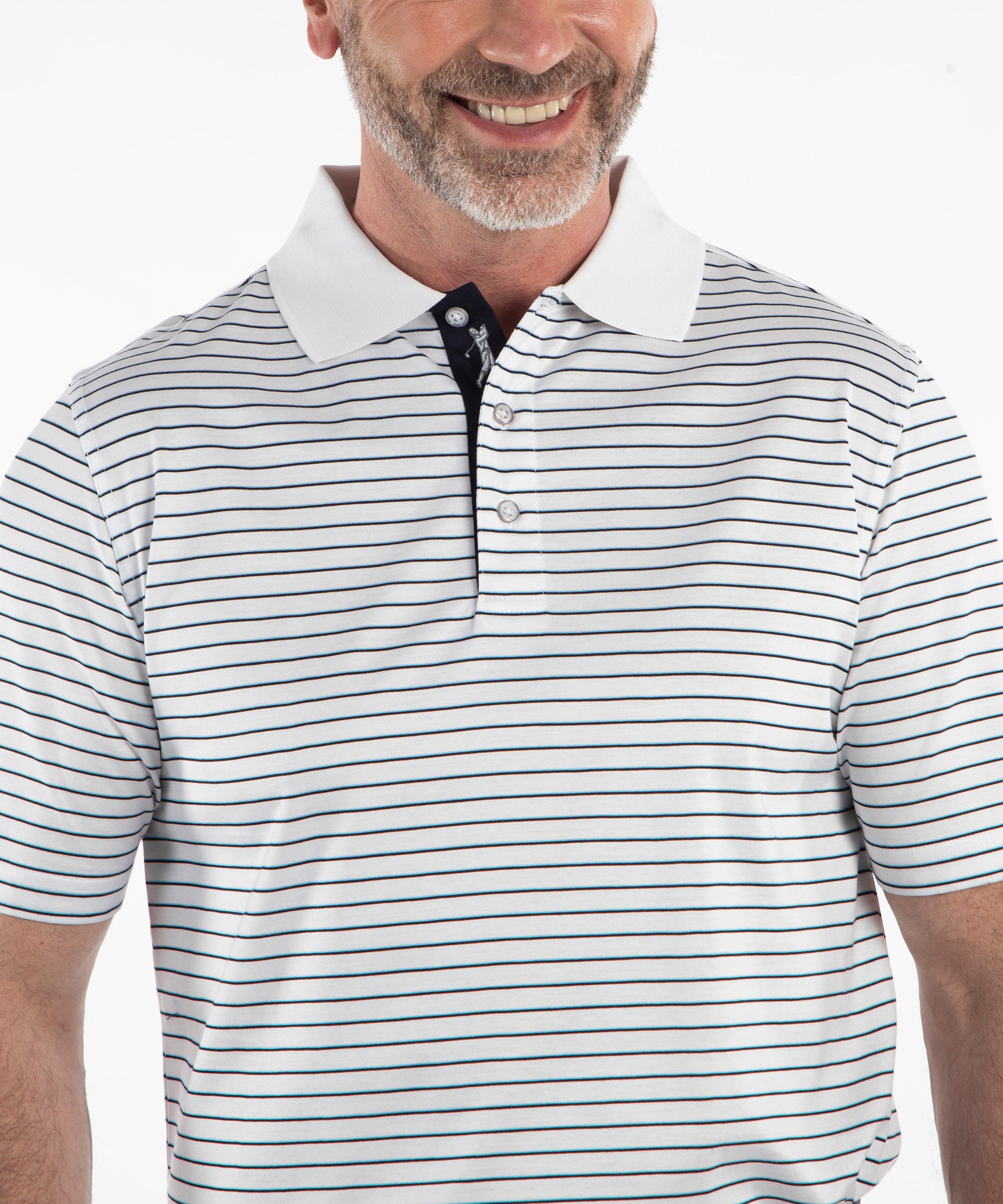 Signature Pisano Stripe 100% Mercerized Cotton Short Sleeve Polo Shirt