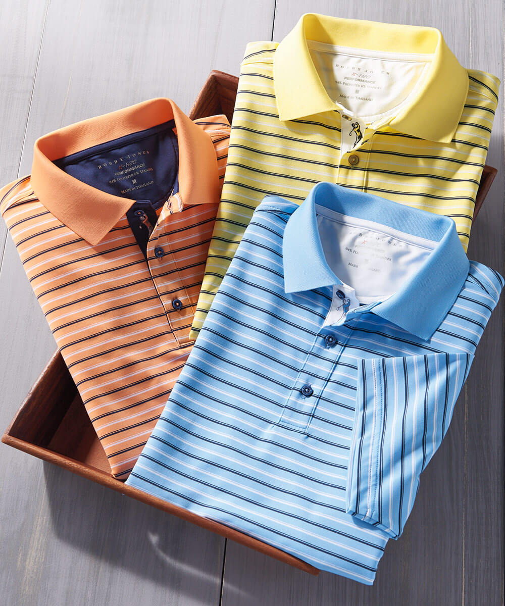 Ossabaw Alternating Stripe Performance Short Sleeve Polo Shirt