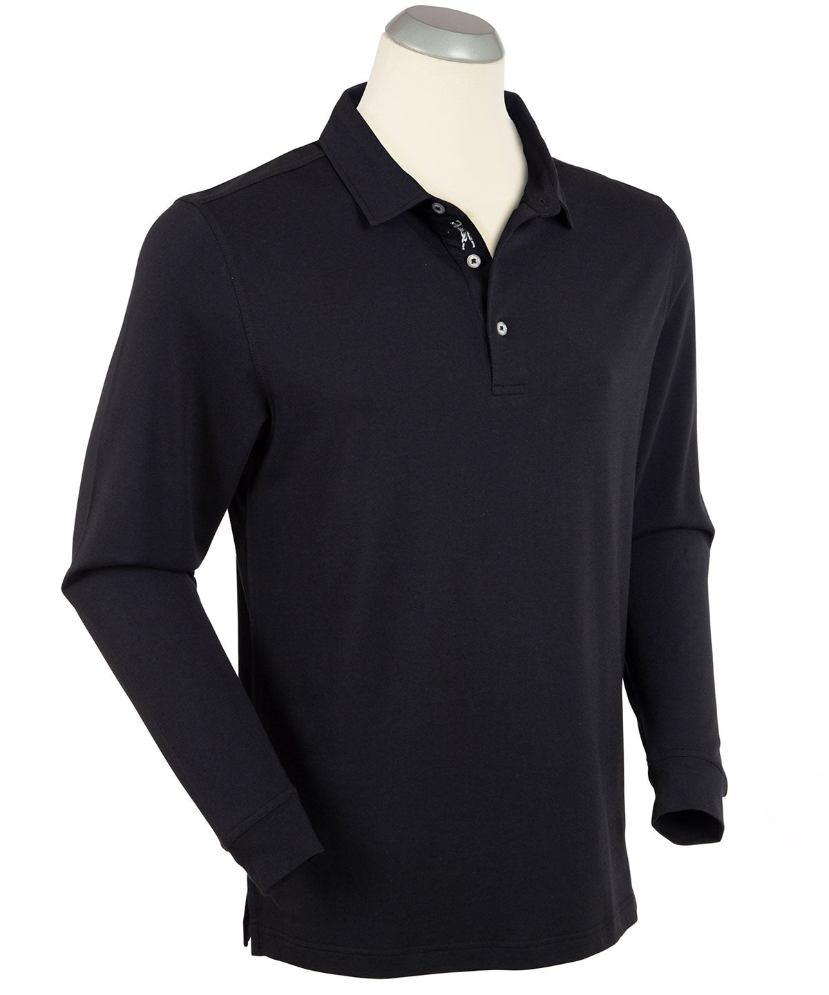 Signature Liquid Cotton Spread Collar Long-Sleeve Polo