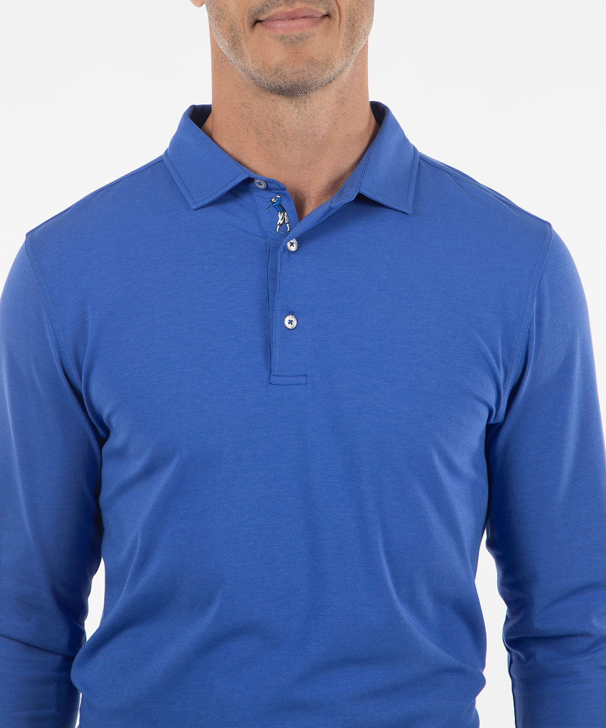 Signature Liquid Cotton Spread Collar Long-Sleeve Polo