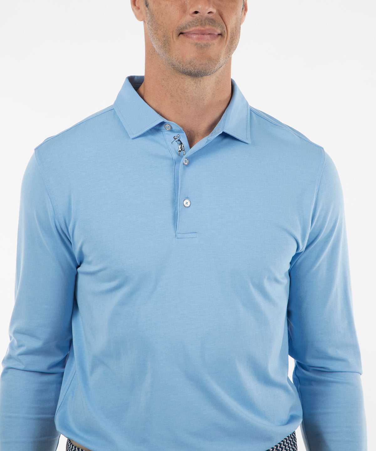 Signature Liquid Cotton Spread Collar Long-Sleeve Polo