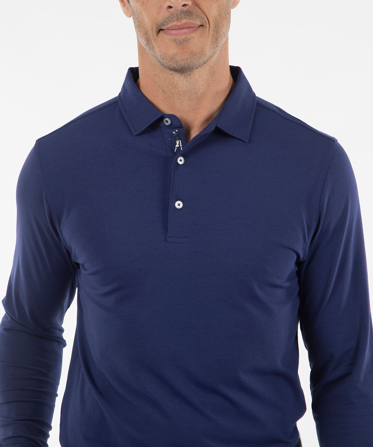 Signature Liquid Cotton Spread Collar Long-Sleeve Polo