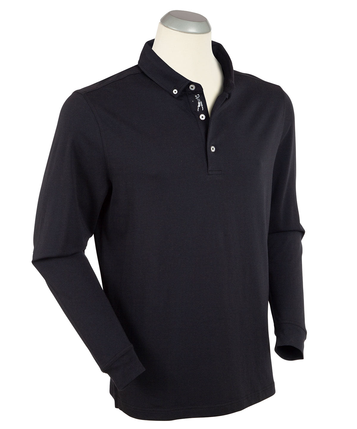 Signature Liquid Cotton Button-Down Collar Long-Sleeve Polo