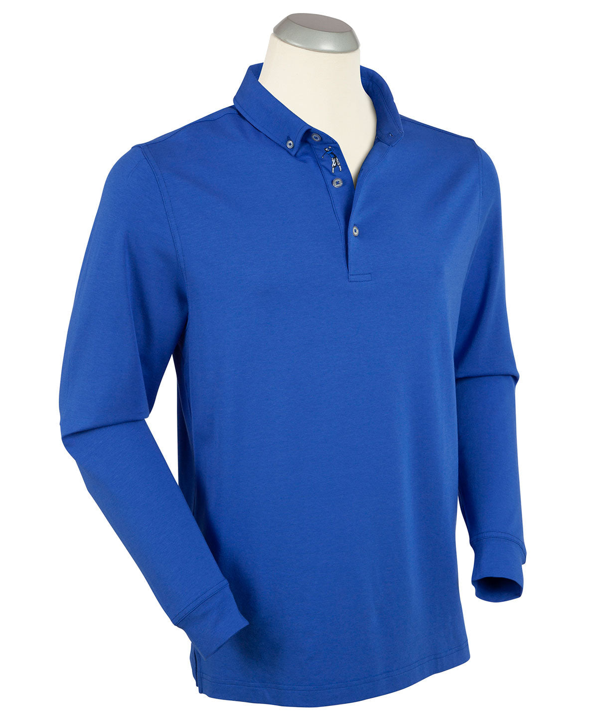 Signature Liquid Cotton Button-Down Collar Long-Sleeve Polo