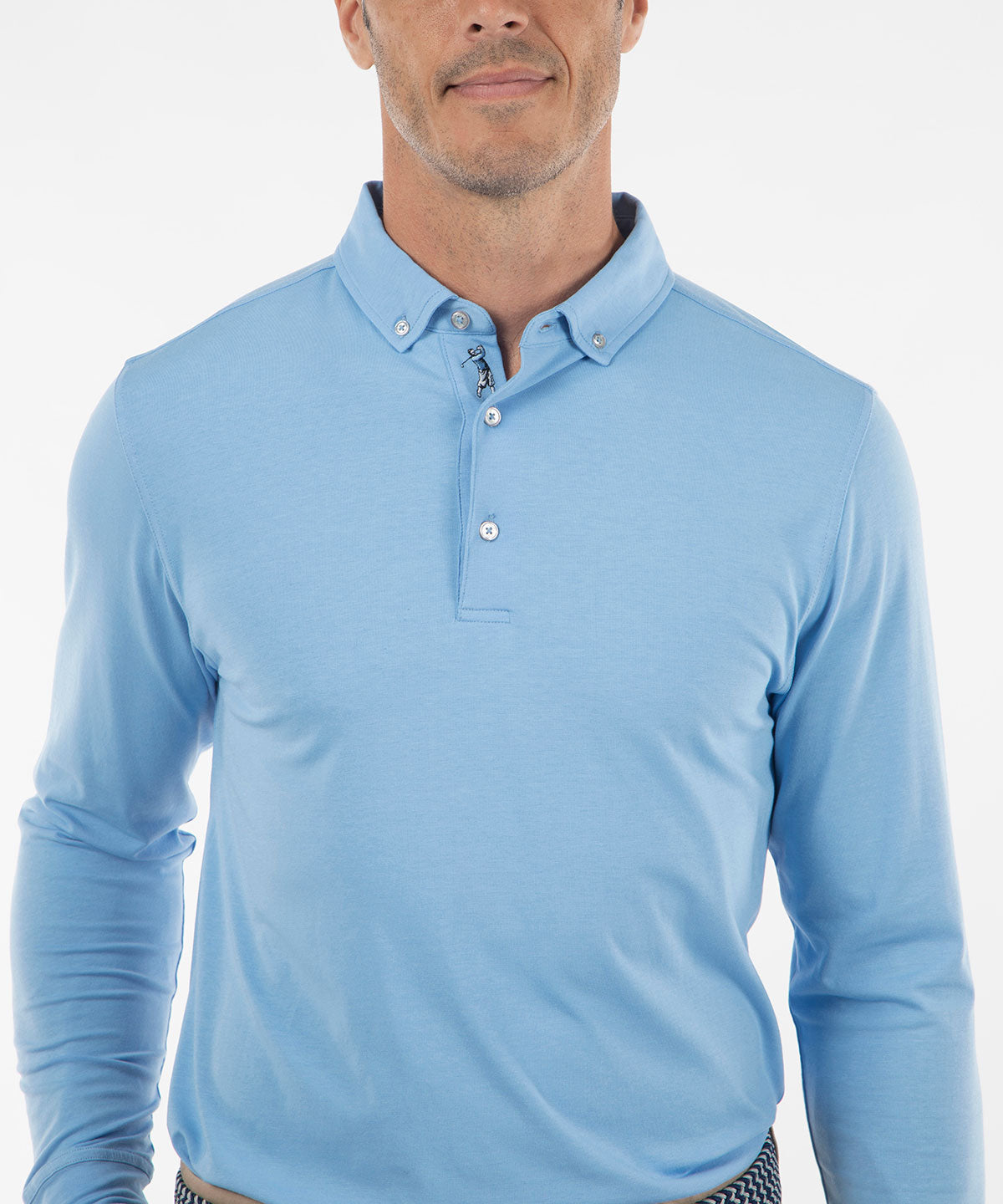 Signature Liquid Cotton Button-Down Collar Long-Sleeve Polo