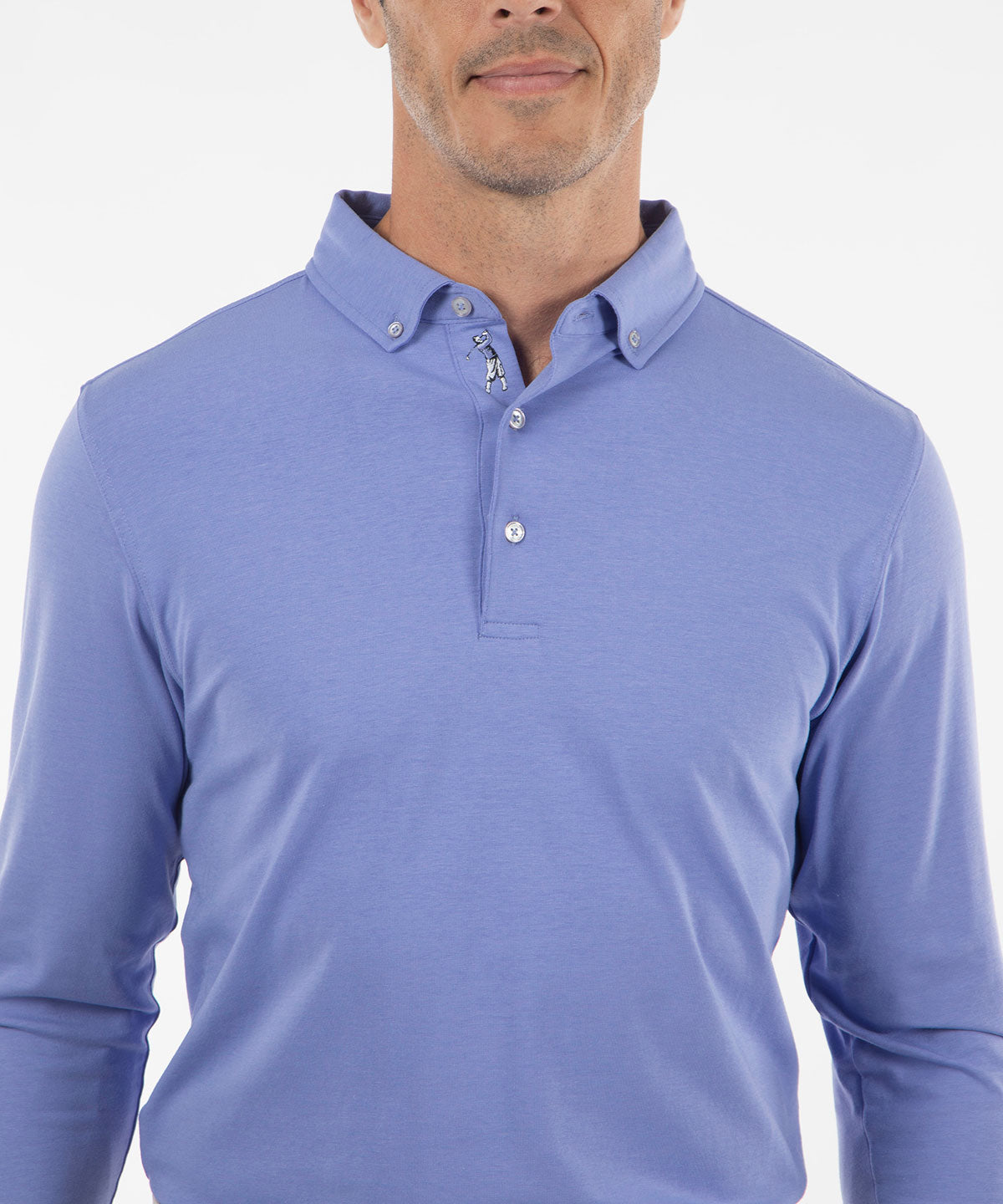 Signature Liquid Cotton Button-Down Collar Long-Sleeve Polo