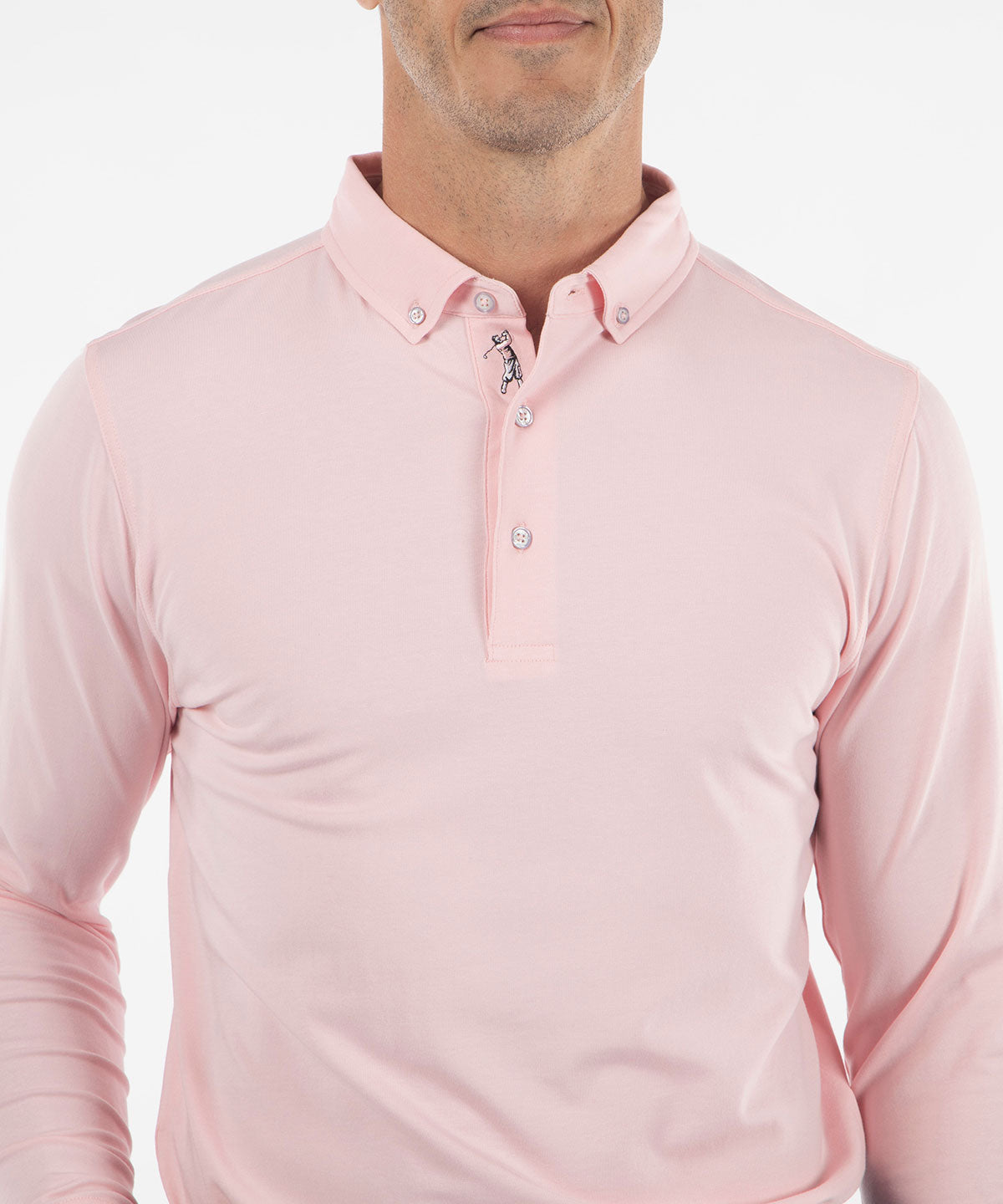 Signature Liquid Cotton Button-Down Collar Long-Sleeve Polo