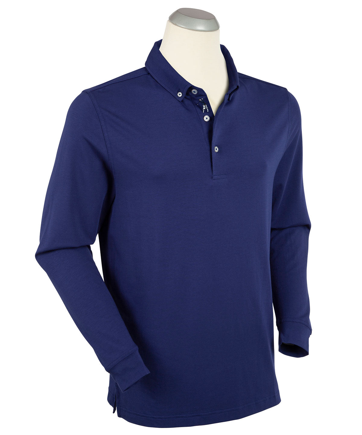 Signature Liquid Cotton Button-Down Collar Long-Sleeve Polo