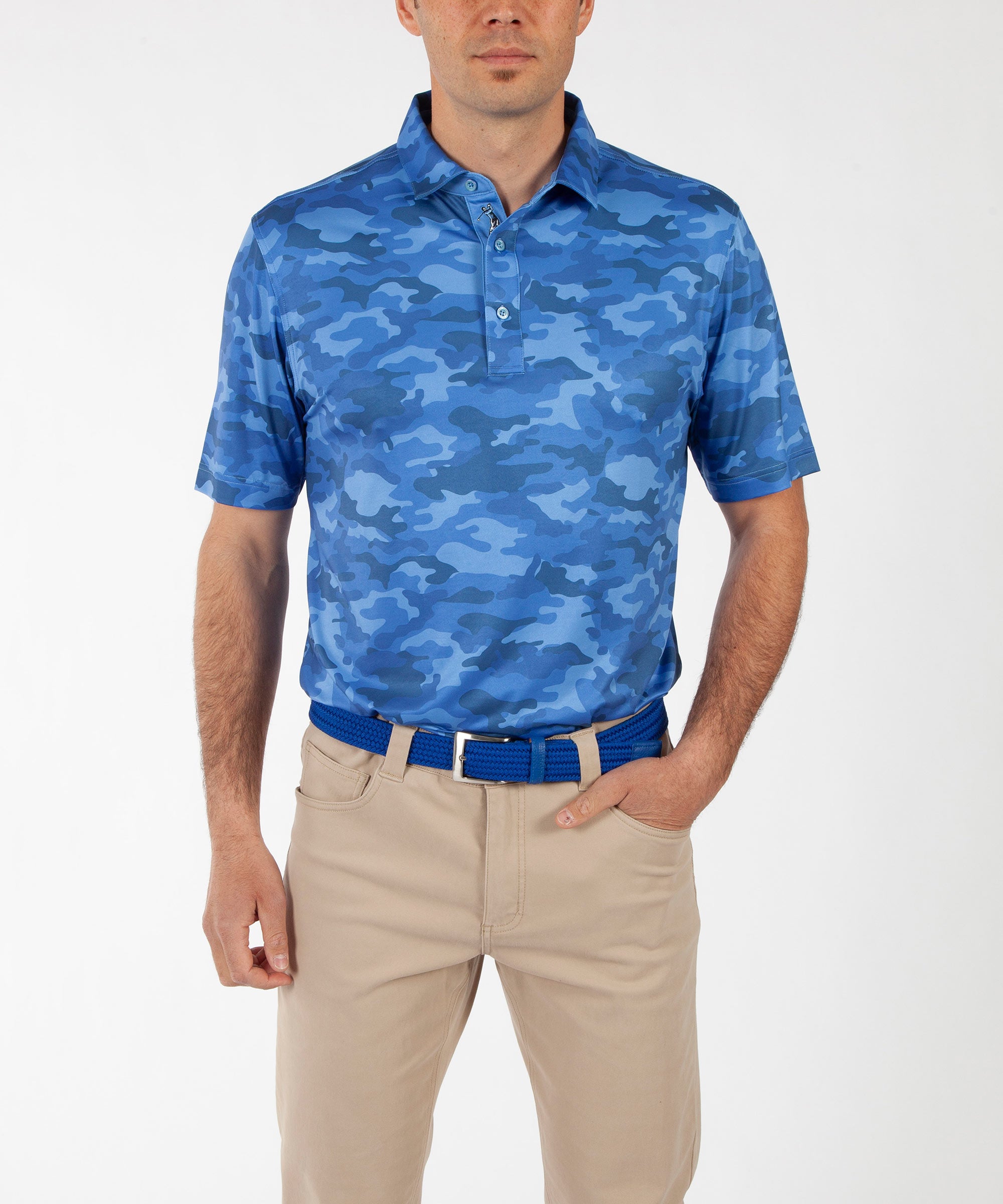 Performance Camo Print Short Sleeve Polo Shirt