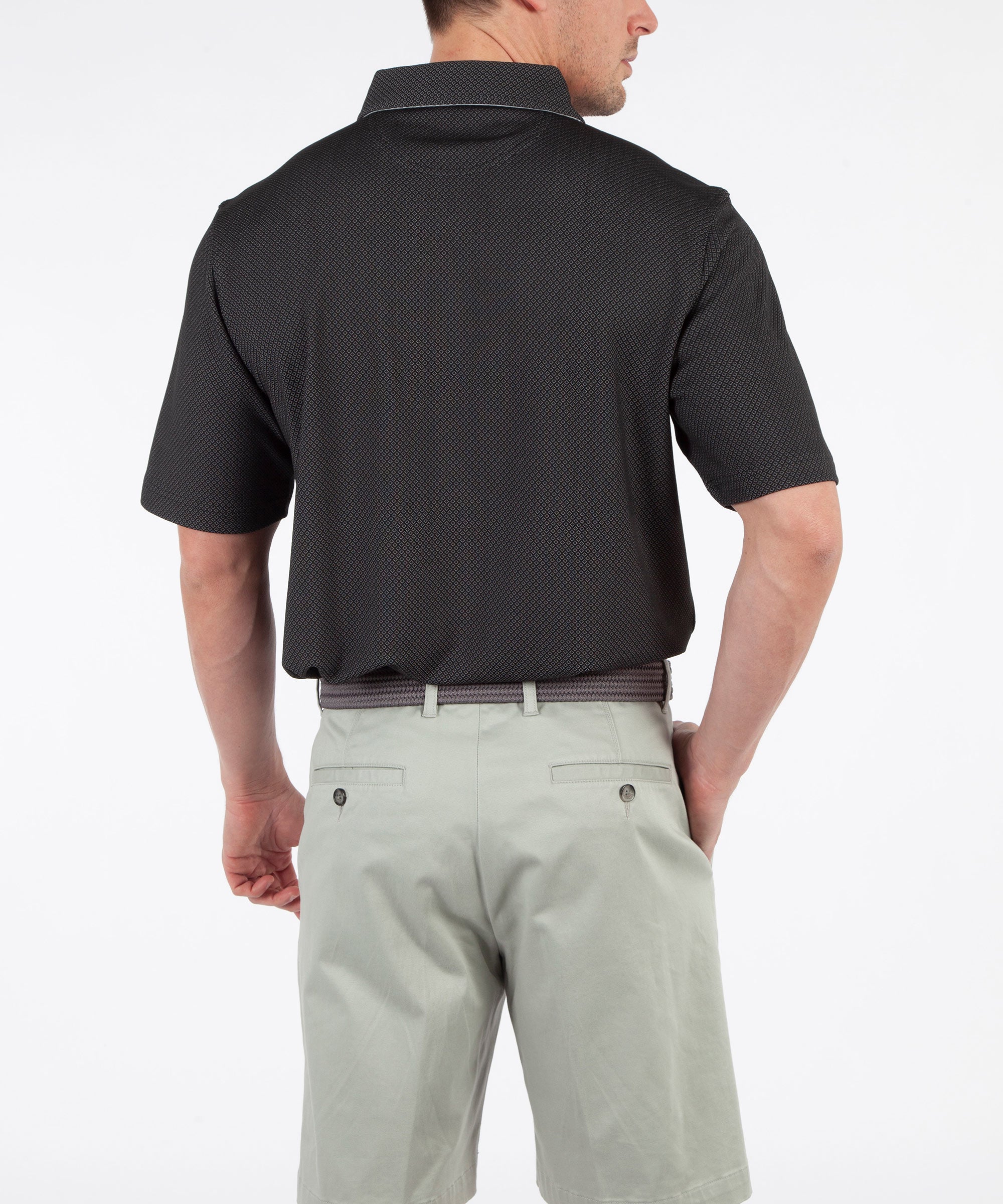 Performance Double Knit Diamond Jacquard Short Sleeve Polo Shirt