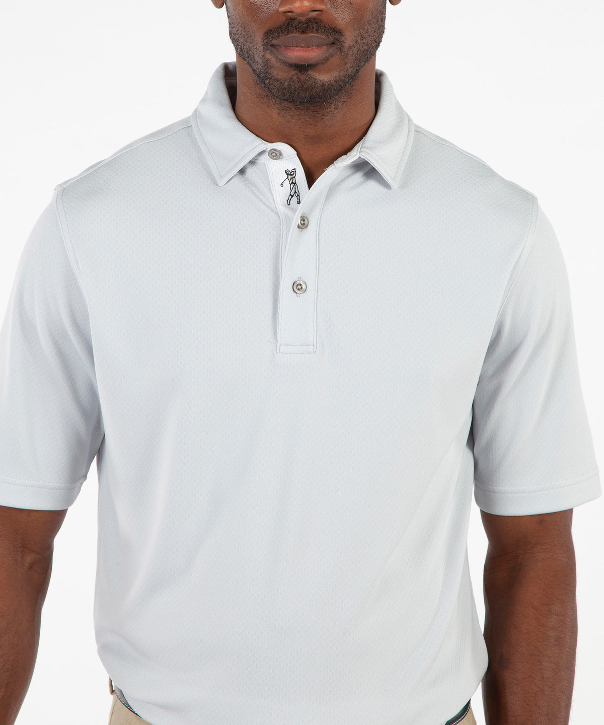 Performance Double Knit Diamond Jacquard Short Sleeve Polo Shirt
