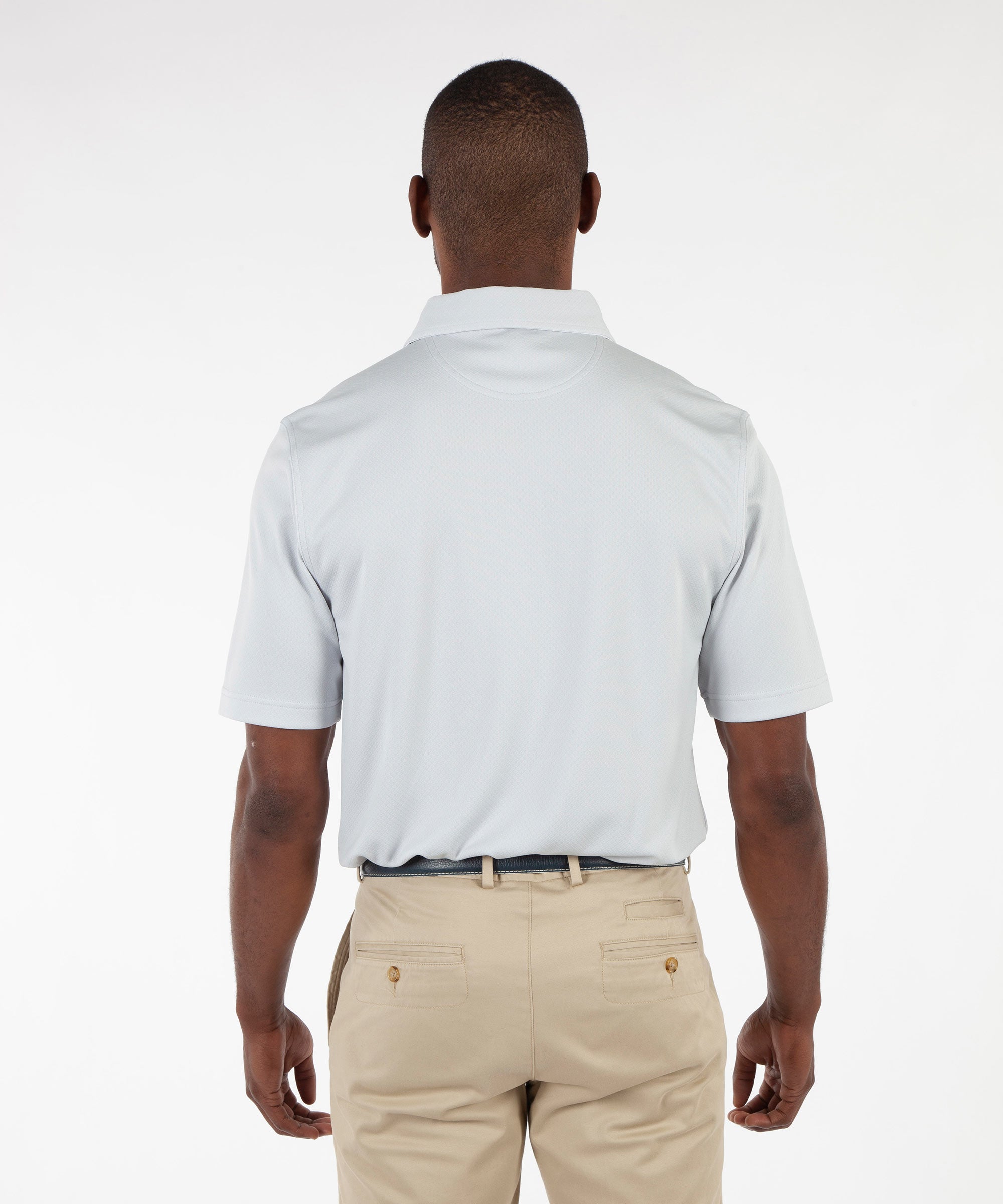 Performance Double Knit Diamond Jacquard Short Sleeve Polo Shirt