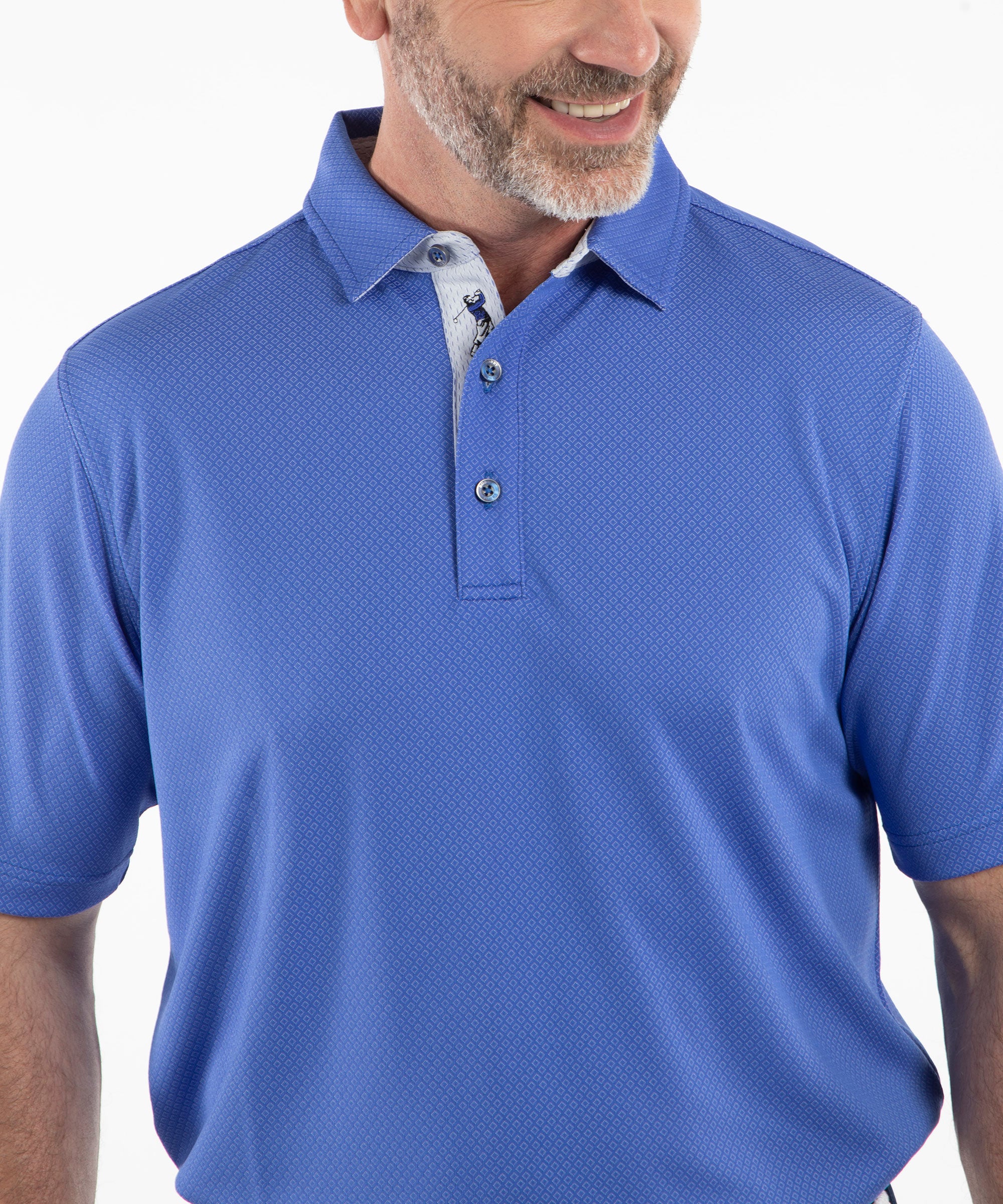 Performance Double Knit Diamond Jacquard Short Sleeve Polo Shirt