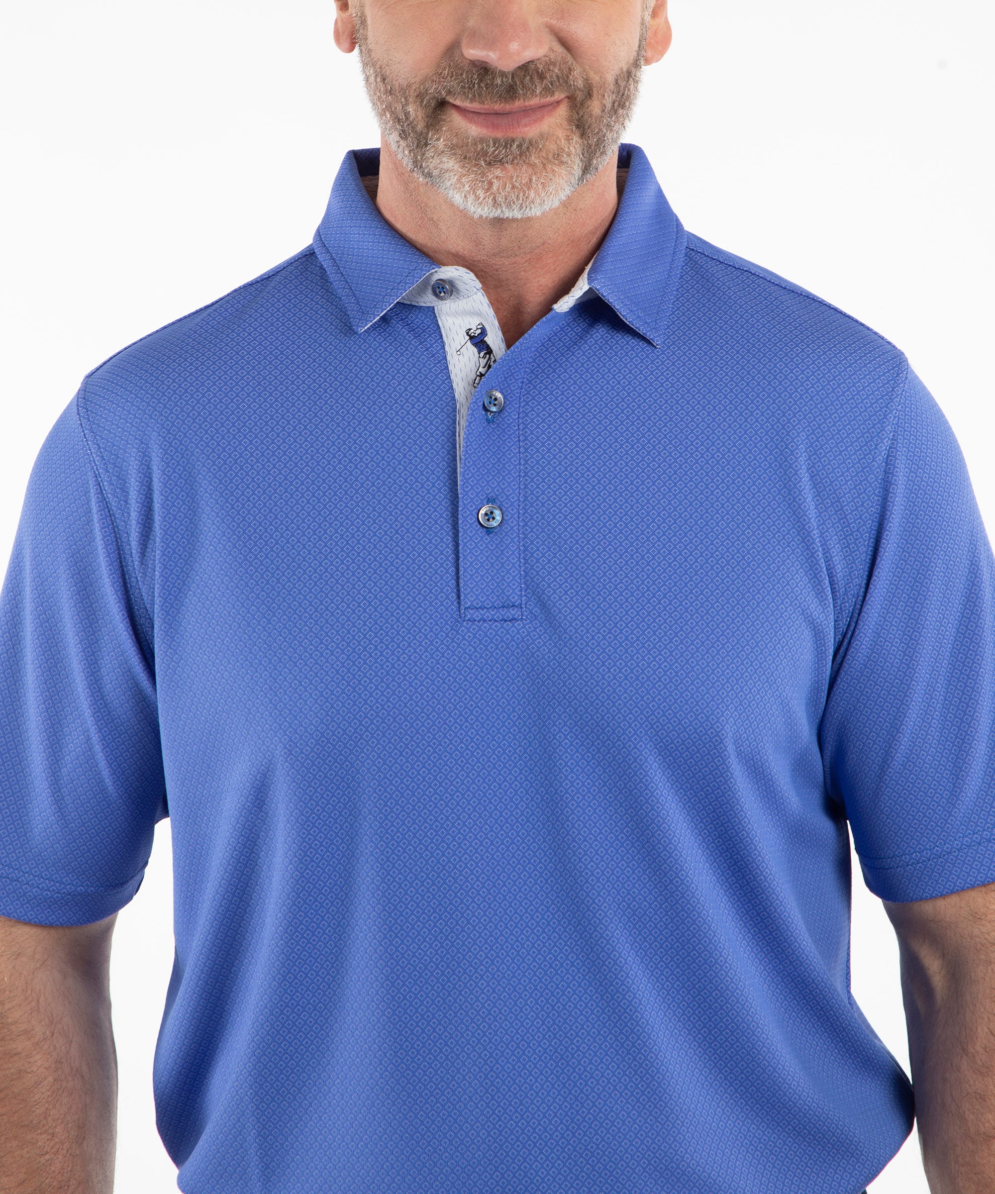 Performance Double Knit Diamond Jacquard Short Sleeve Polo Shirt