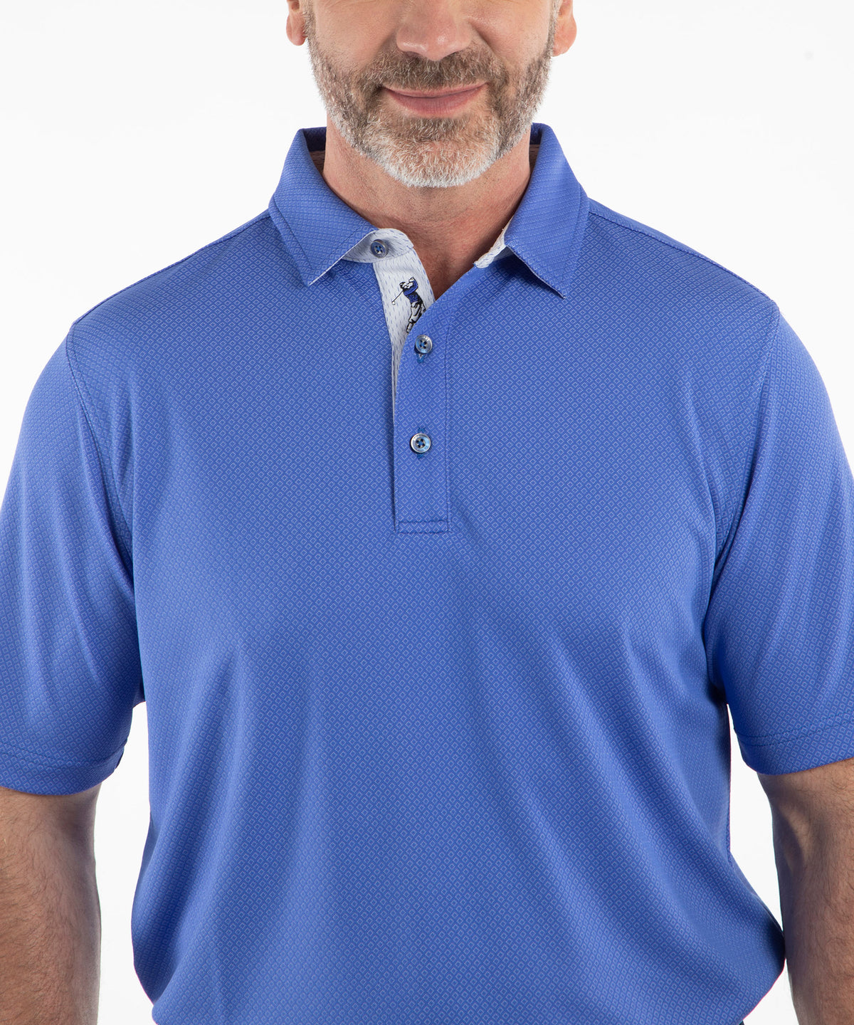 Performance Double Knit Diamond Jacquard Short Sleeve Polo Shirt