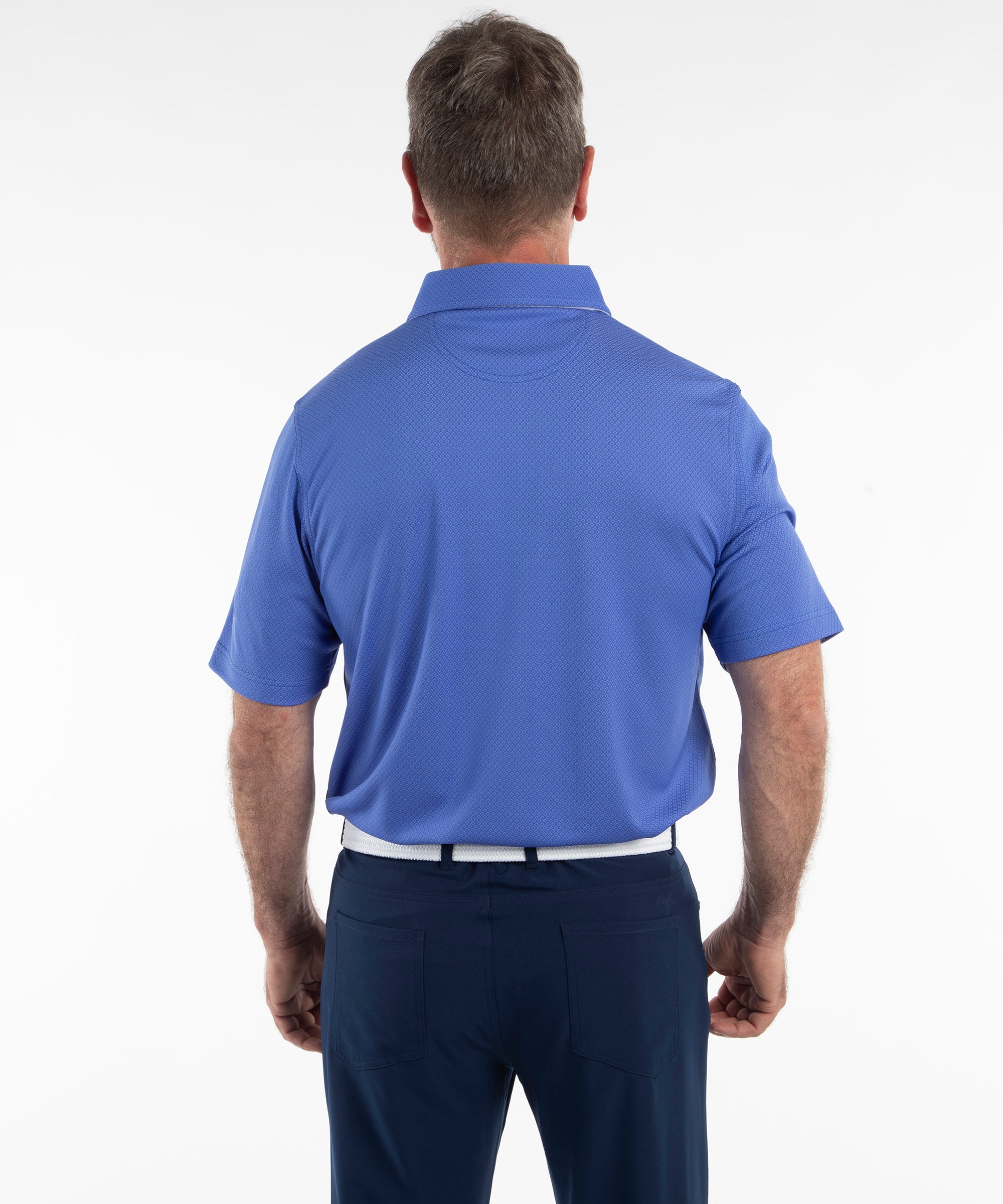 Performance Double Knit Diamond Jacquard Short Sleeve Polo Shirt