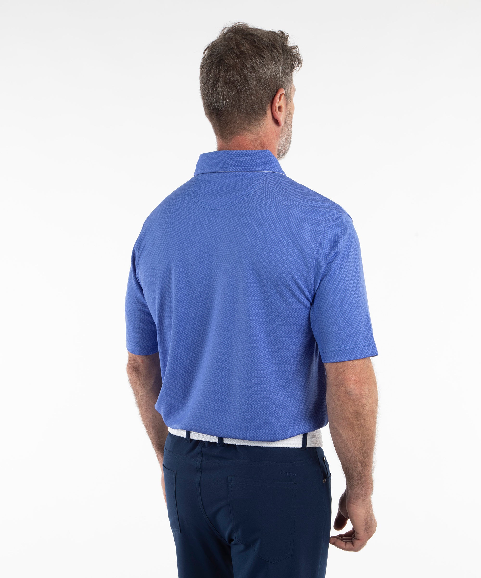 Performance Double Knit Diamond Jacquard Short Sleeve Polo Shirt