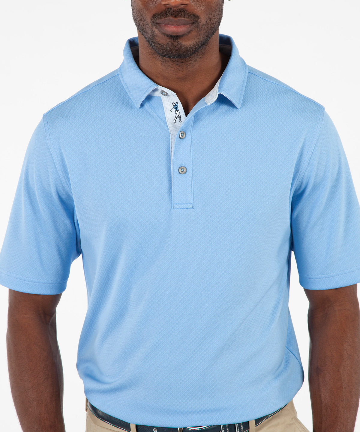 Performance Double Knit Diamond Jacquard Short Sleeve Polo Shirt
