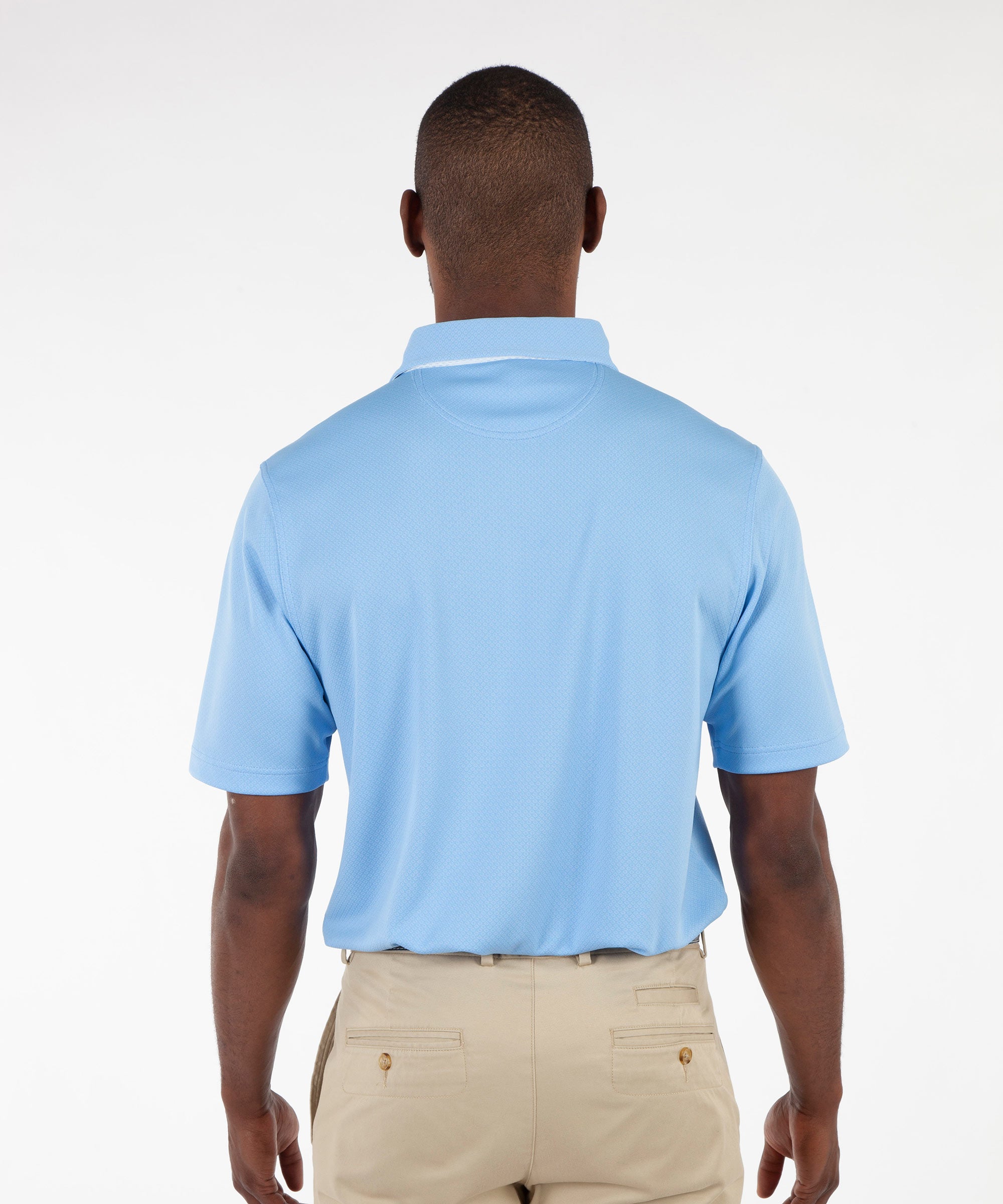 Performance Double Knit Diamond Jacquard Short Sleeve Polo Shirt