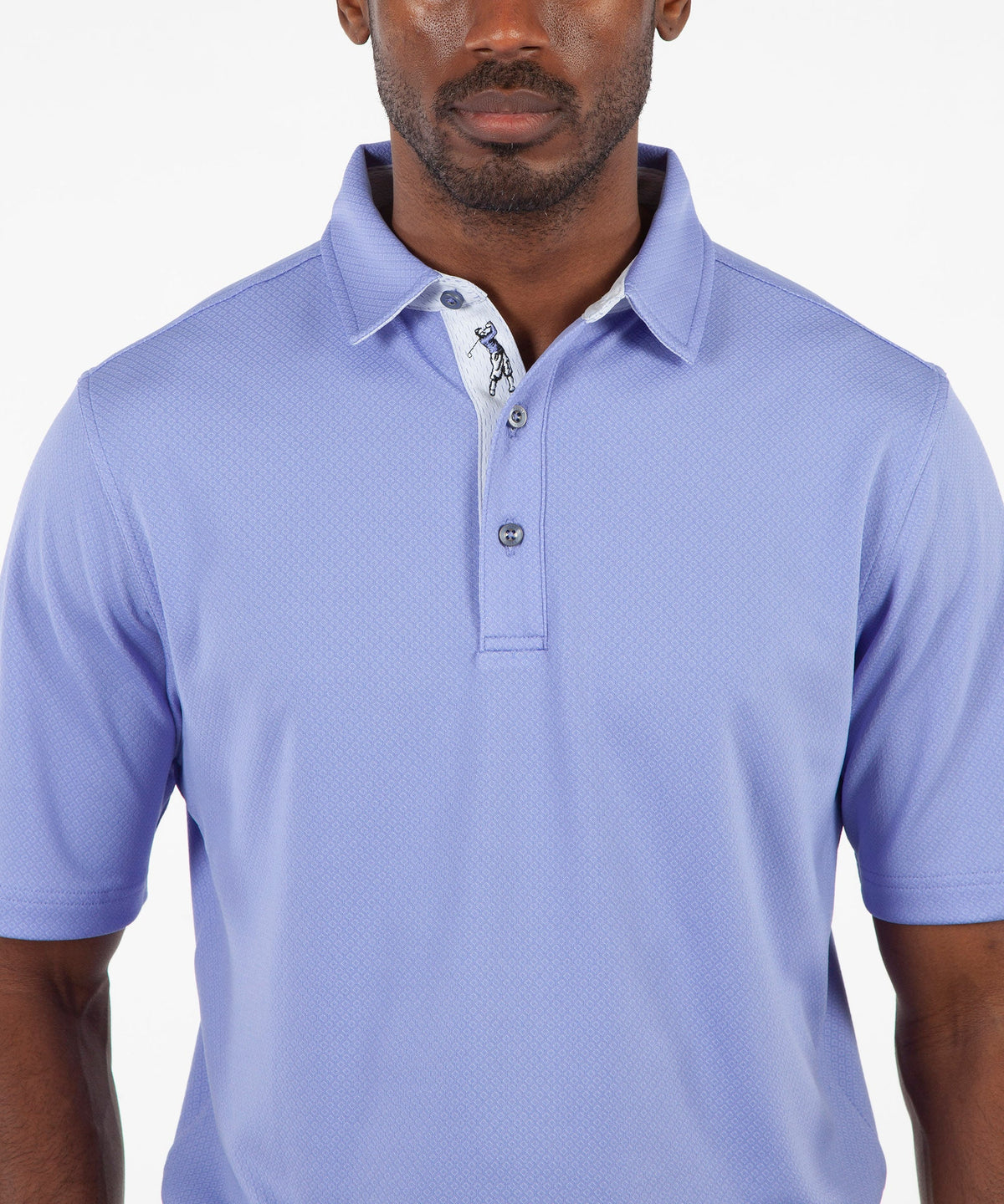 Performance Double Knit Diamond Jacquard Short Sleeve Polo Shirt