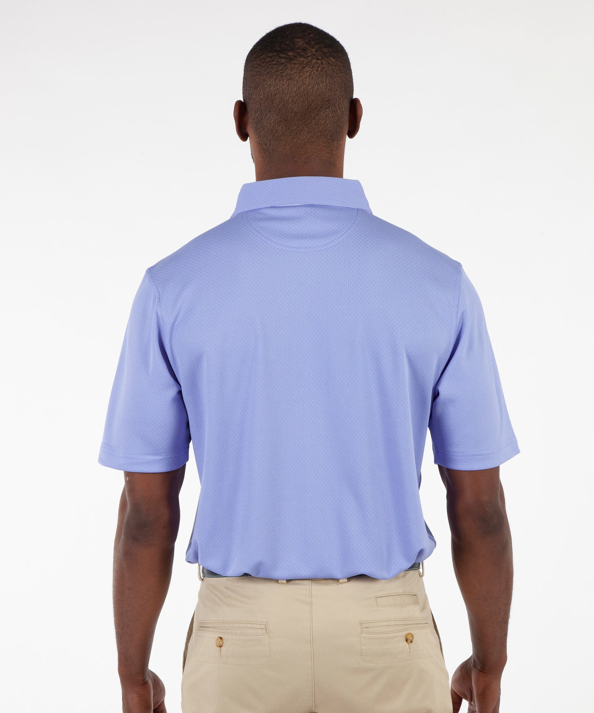 Performance Double Knit Diamond Jacquard Short Sleeve Polo Shirt