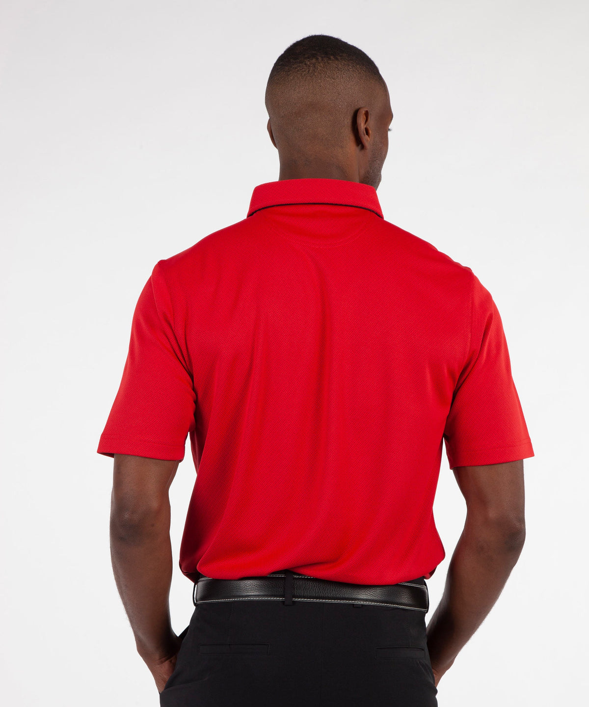 Performance Double Knit Diamond Jacquard Short Sleeve Polo Shirt