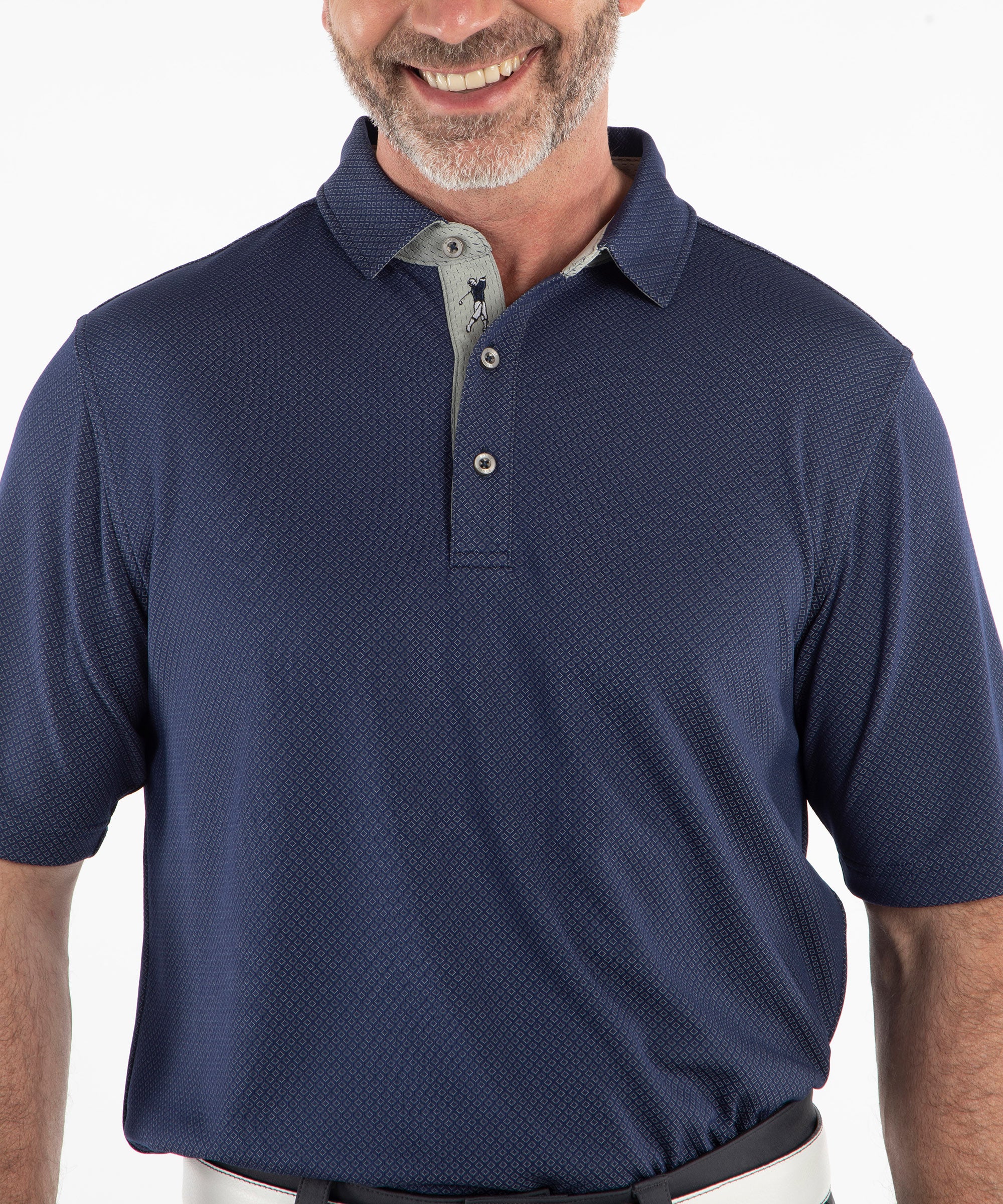 Performance Double Knit Diamond Jacquard Short Sleeve Polo Shirt