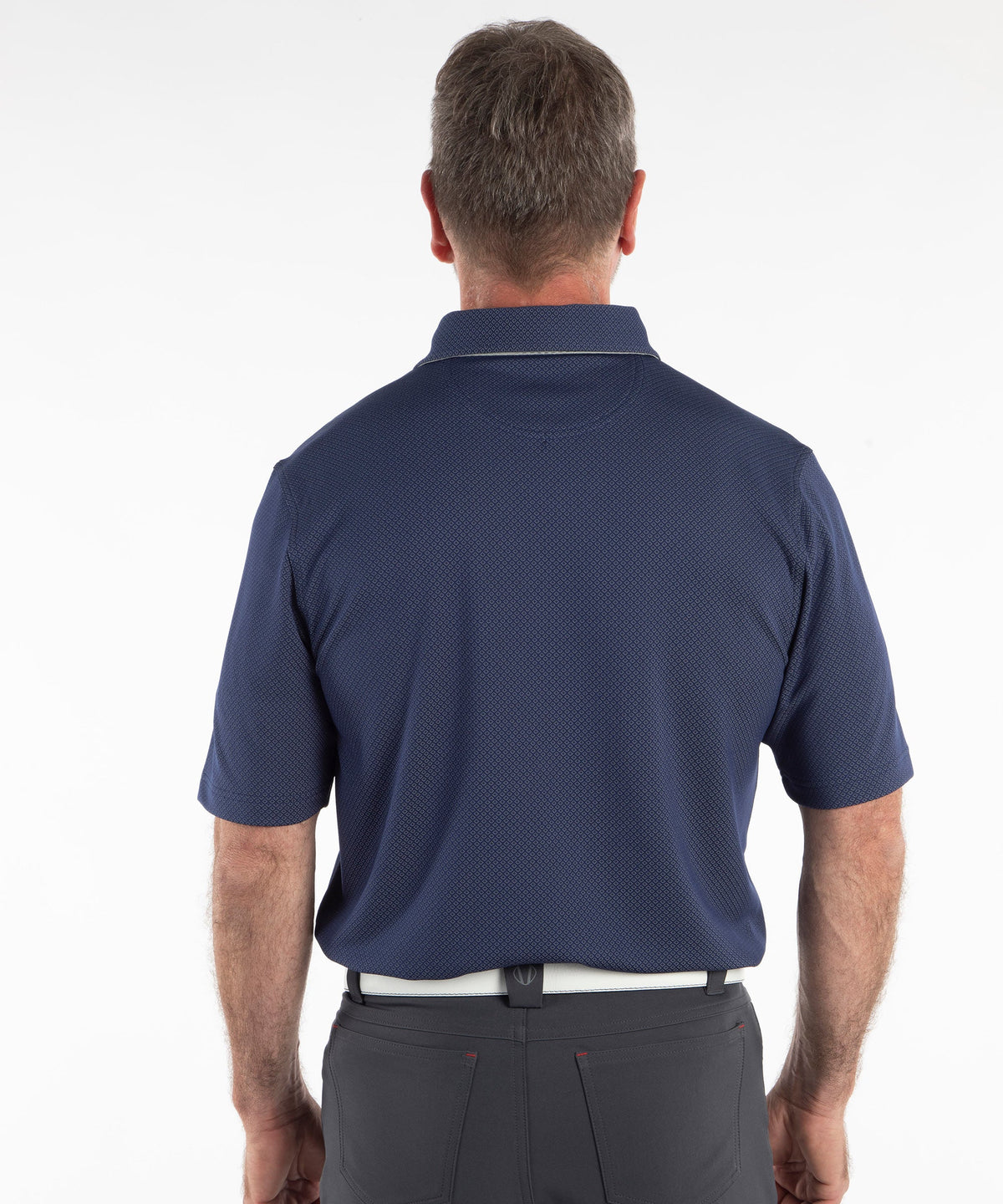 Performance Double Knit Diamond Jacquard Short Sleeve Polo Shirt