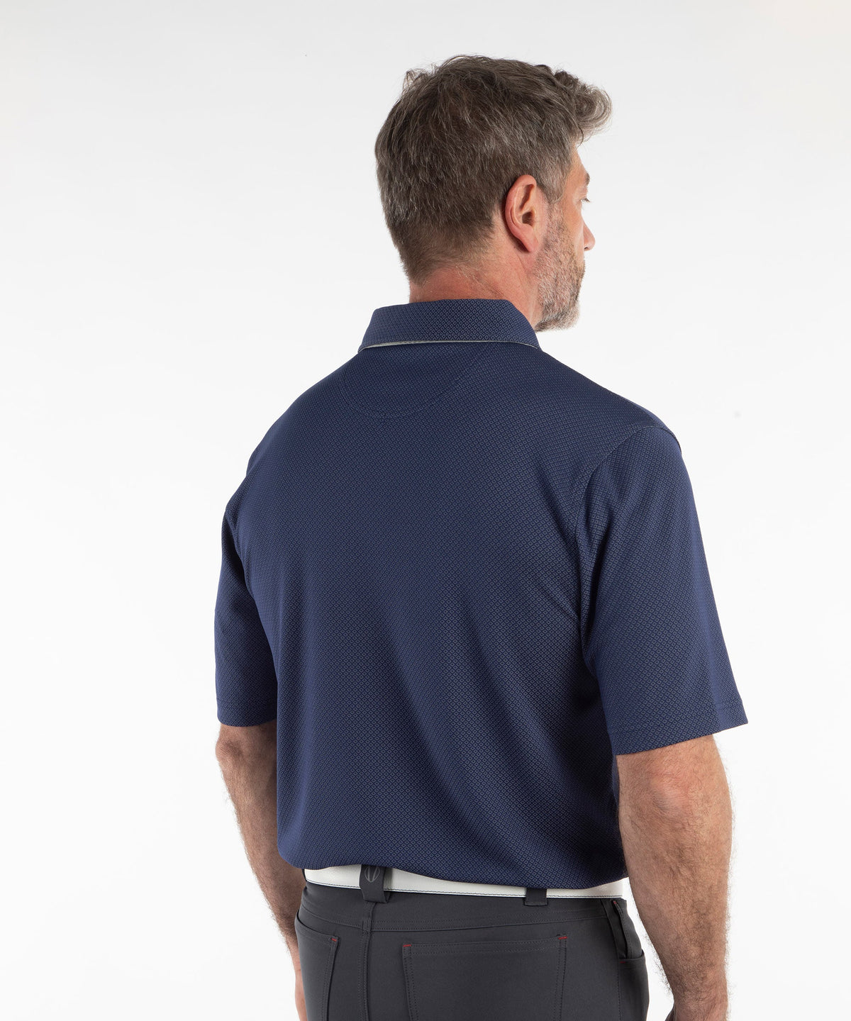 Performance Double Knit Diamond Jacquard Short Sleeve Polo Shirt