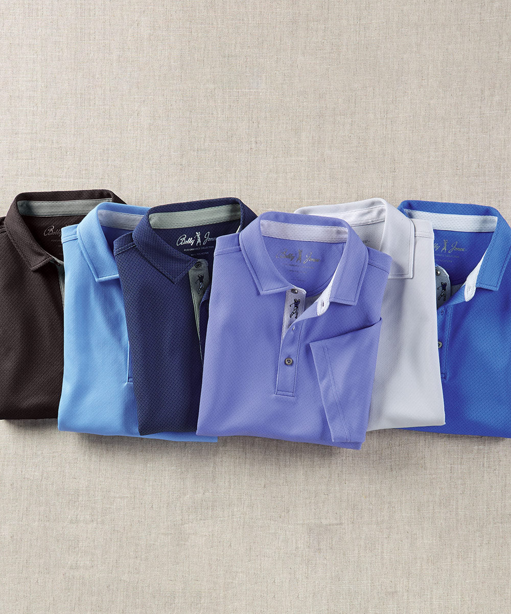 Performance Double Knit Diamond Jacquard Short Sleeve Polo Shirt