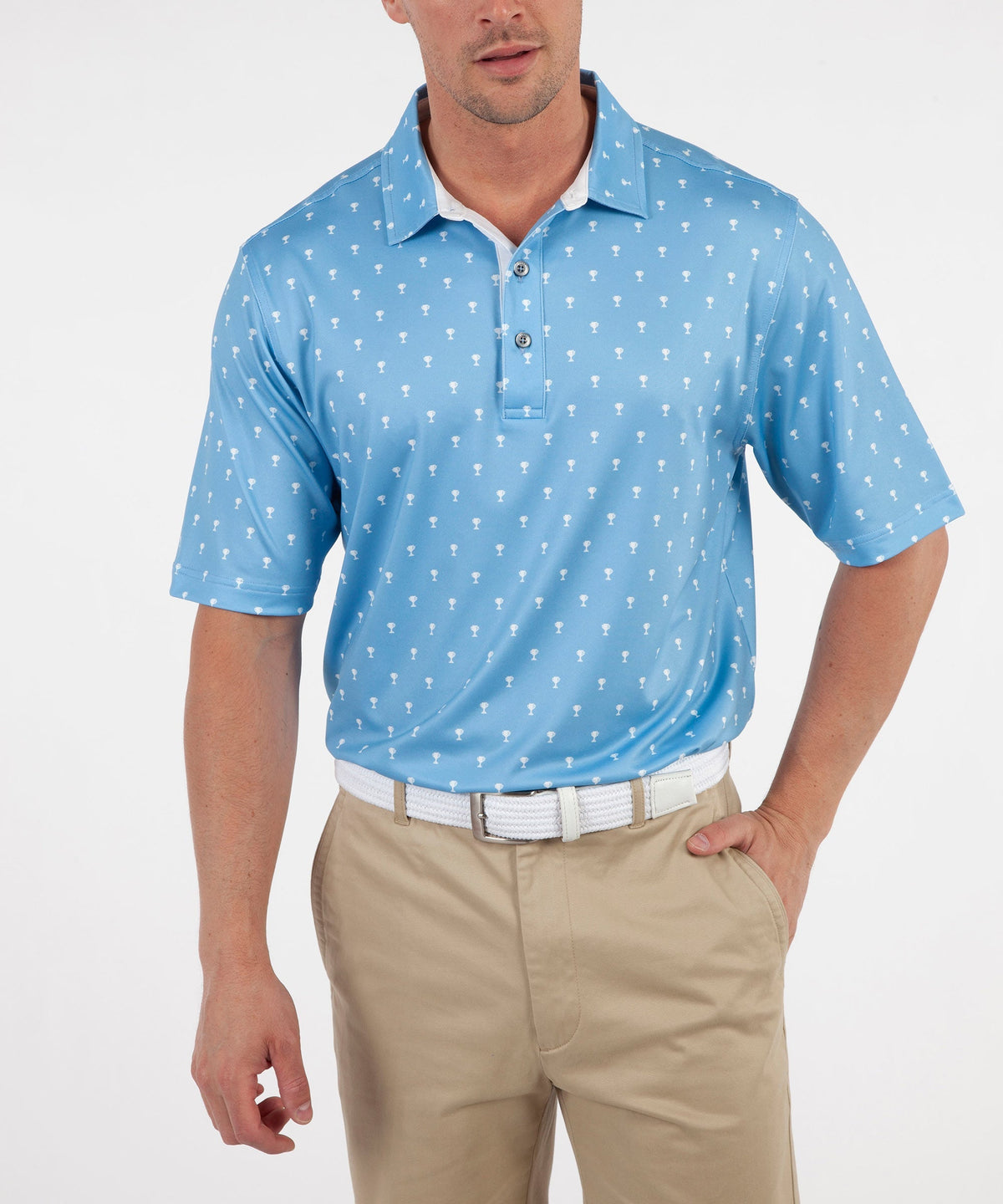 Performance Trophy Print Short Sleeve Polo Shirt