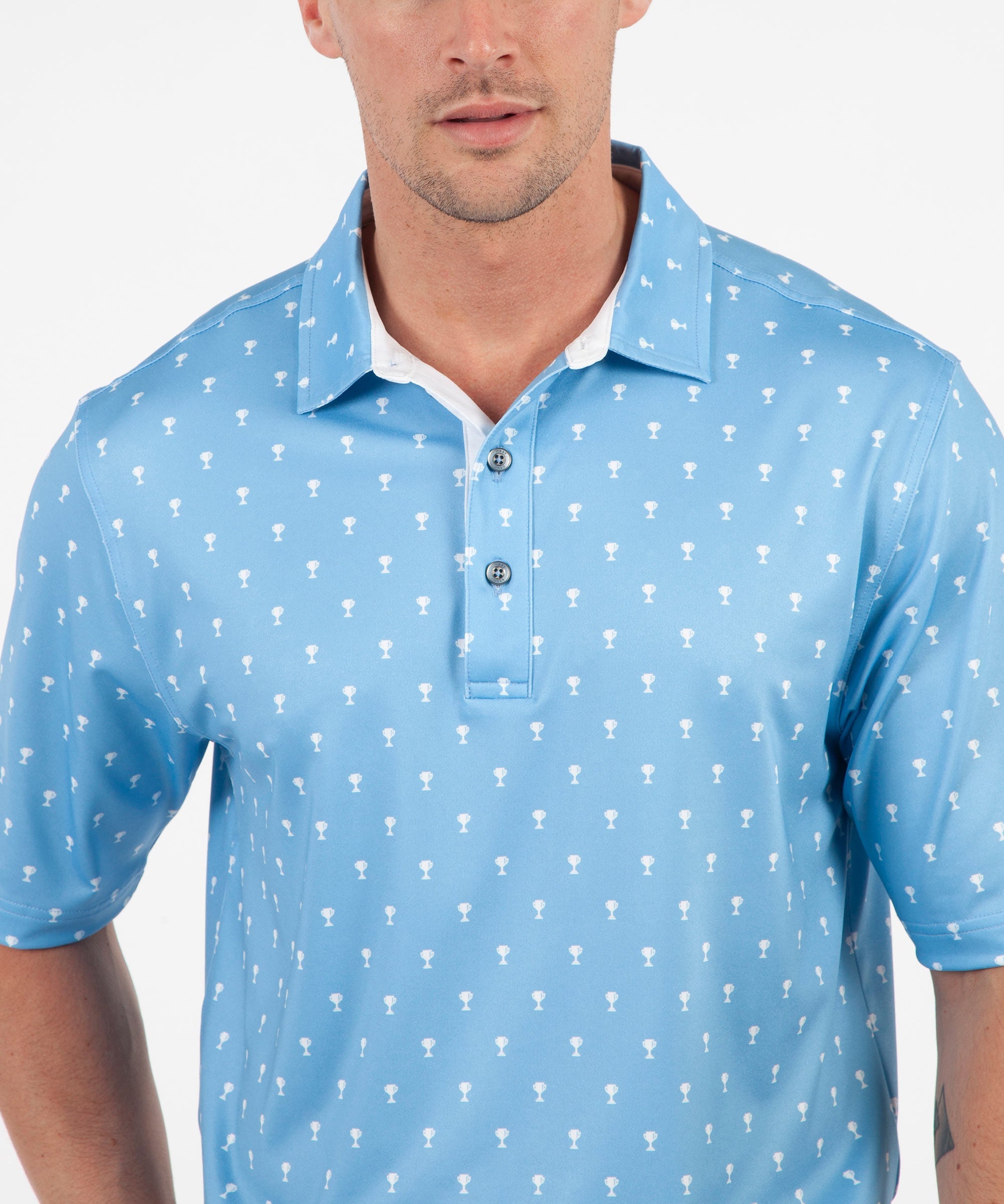 Performance Trophy Print Short Sleeve Polo Shirt